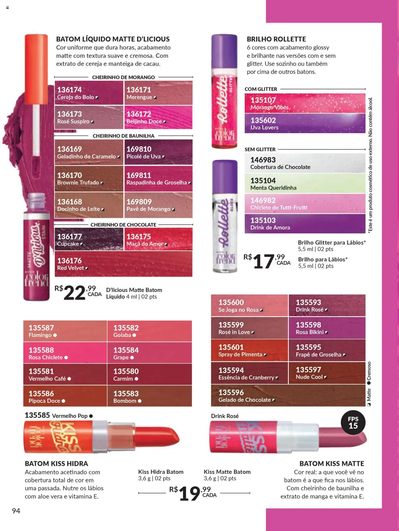 Avon Folheto - válido de 07.10.2025 | Página: 94 | Produtos: Goiaba, Cereja, Batom, Chiclete
