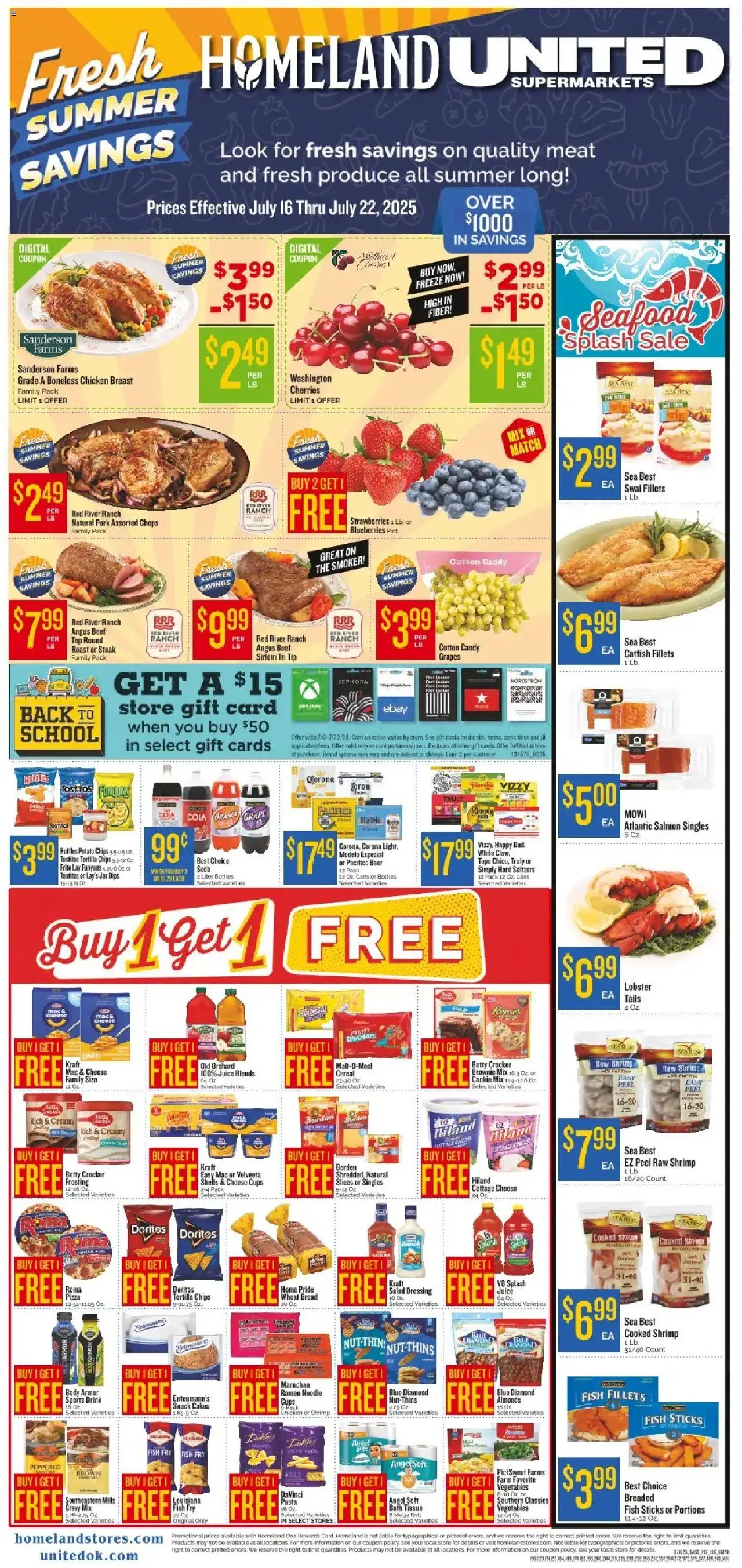 Homeland Weekly Ad - valid from 16.07.2025 | Page: 1 | Products: Ink, Fish, Beef, Chips
