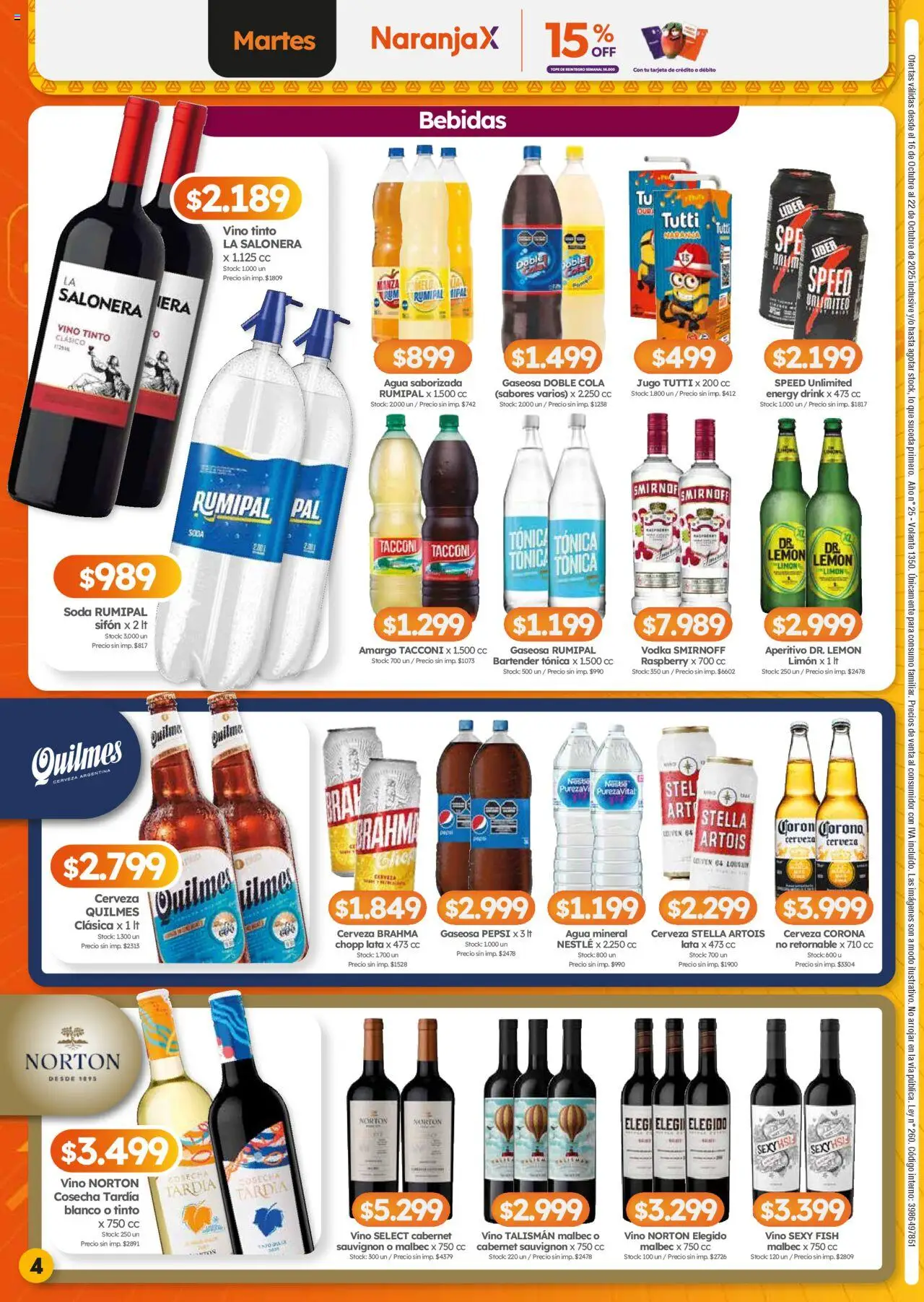 Cordiez ofertas │ válido desde el 16.10.2025 | Página: 4 | Productos: Gaseosa, Limón, Cerveza, Agua saborizada