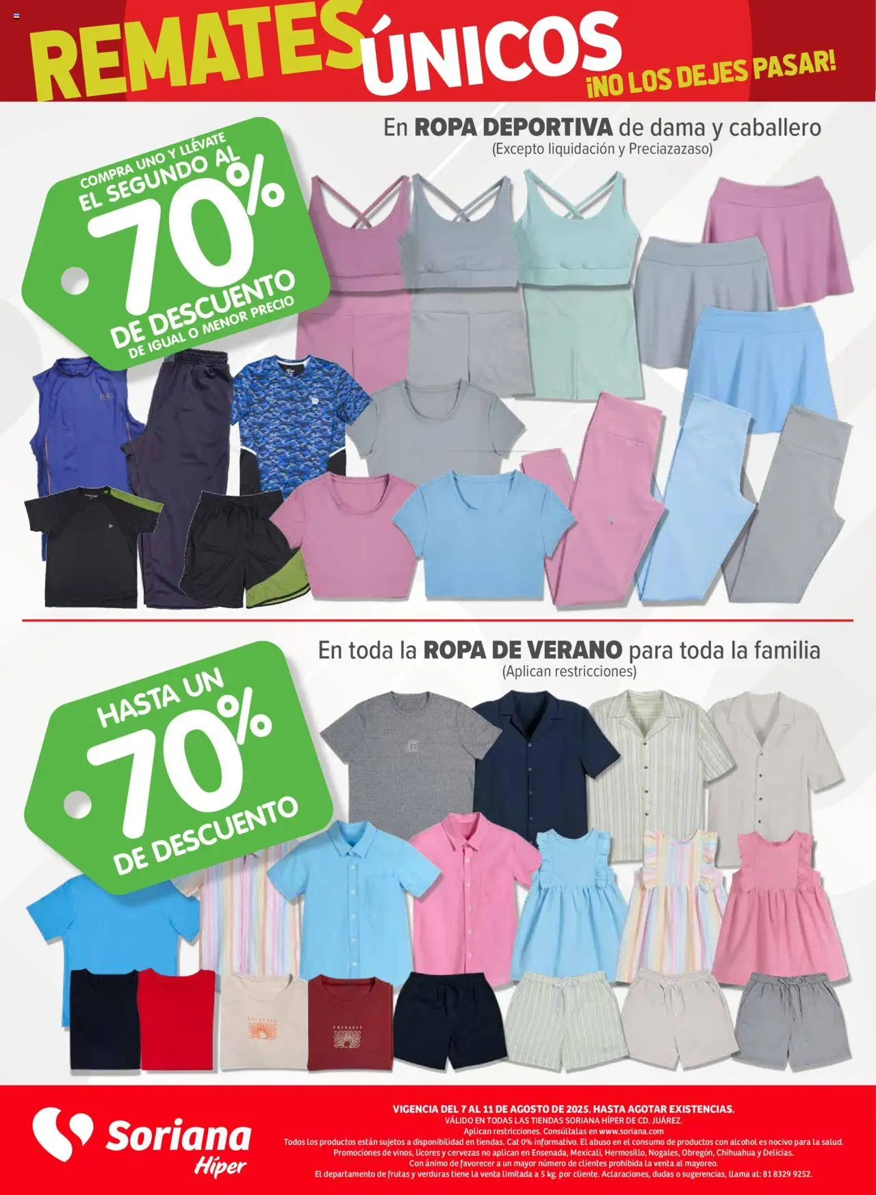 Nuevas ofertas de Soriana válidas en toda la República Mexicana desde el 07.08.2025. ¡Encuentra las mejores ofertas en Soriana - Fin de Semana Híper: Juárez! | Página: 10 | Productos: Ropa