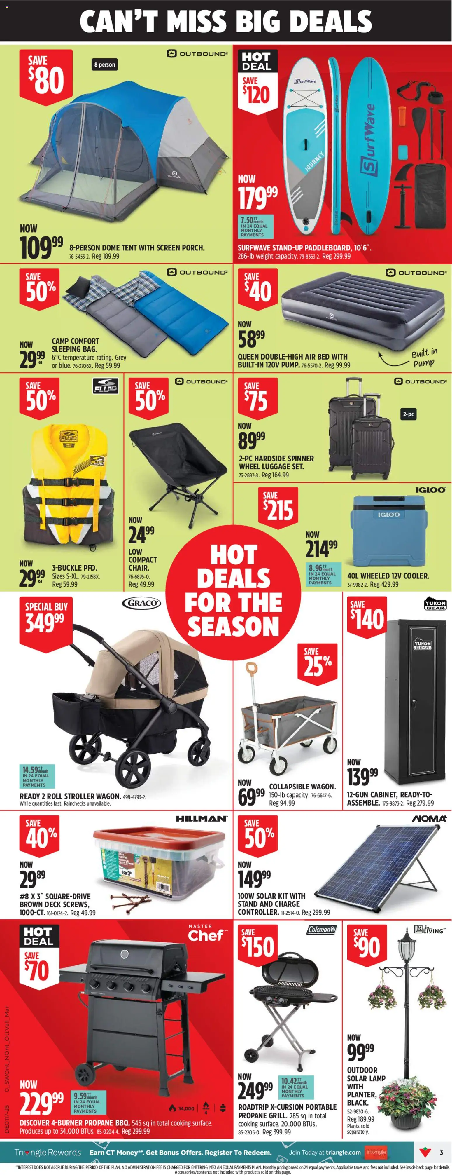 Canadian Tire flyer valid from 23.04.2026 | Page: 3 | Products: Luggage, Bed, Lamp