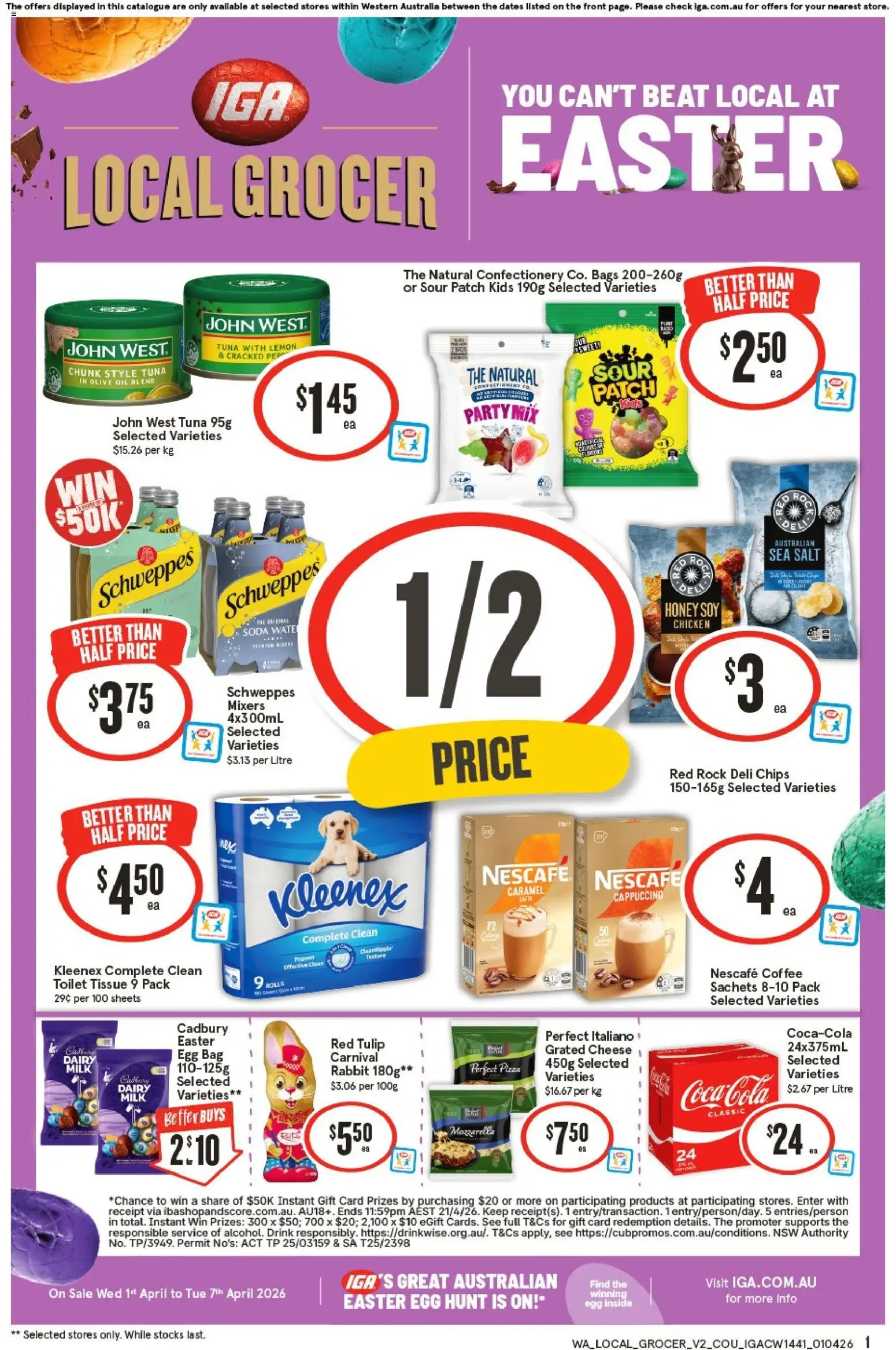 IGA catalogue - valid from 04.04.2026 | Page: 1 | Products: Toilet, Milk, Cheese, Nescafe