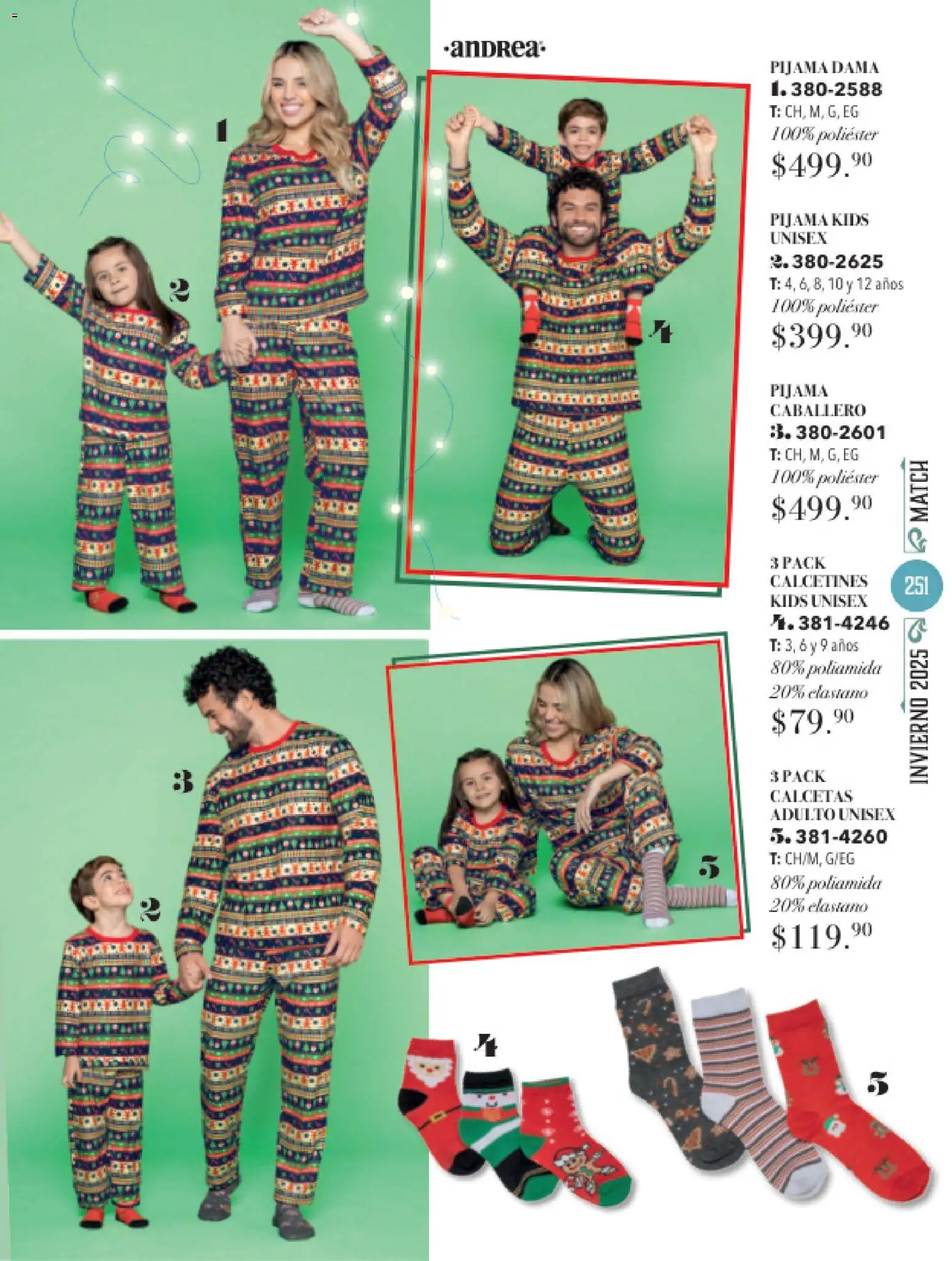 Nuevas ofertas de Andrea válidas en toda la República Mexicana desde el 26.11.2025. ¡Encuentra las mejores ofertas en Andrea catálogo Invierno! | Página: 251 | Productos: Calcetas, Pijama