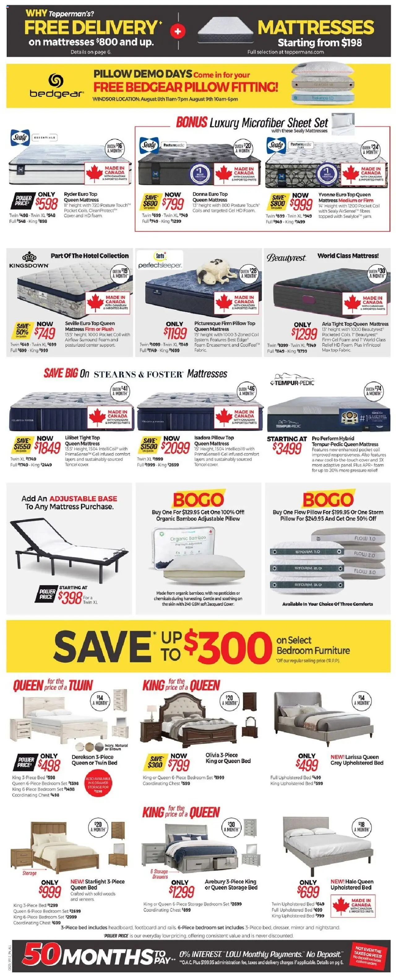 Tepperman's flyer valid from 07.08.2025 | Page: 9 | Products: Bed, Mattress, Pillow, Mirror