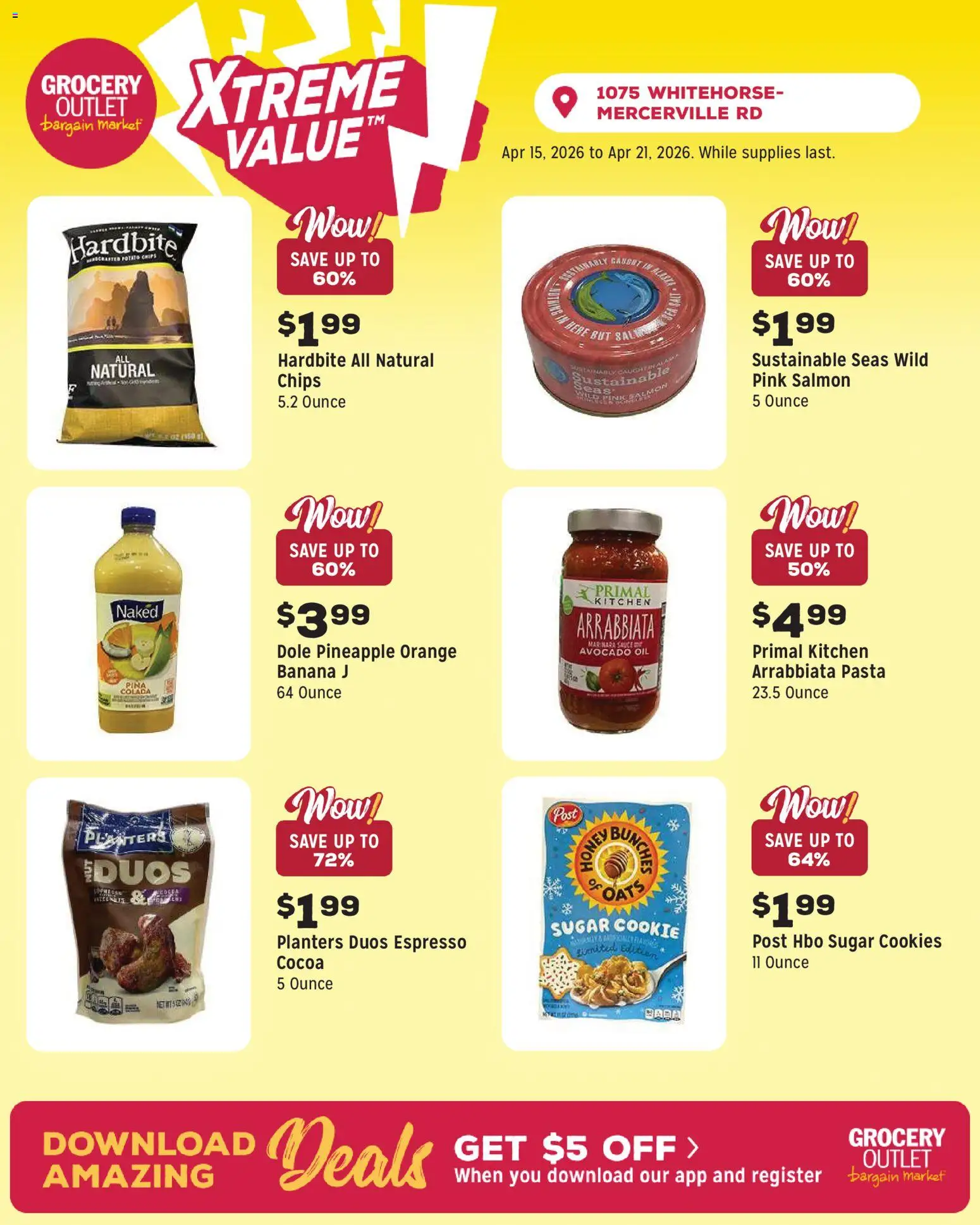 Grocery Outlet Weekly Ad - NJ - valid from 15.04.2026 | Page: 5 | Products: Pineapple, Pasta, Chips, Sugar