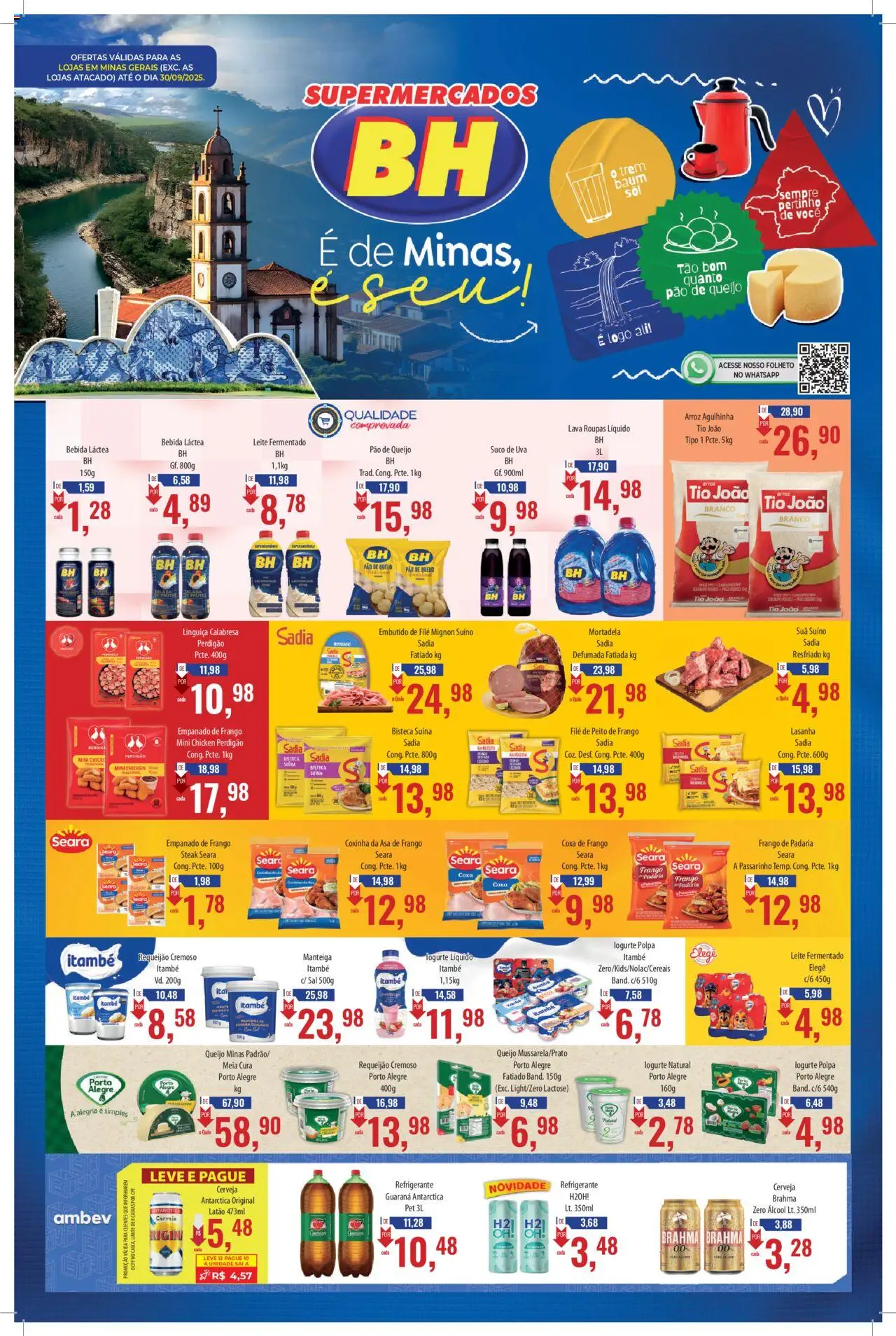 Supermercados BH Folheto - válido de 15.09.2025 | Página: 1 | Produtos: Mortadela, Roupas, Lasanha, Leite fermentado