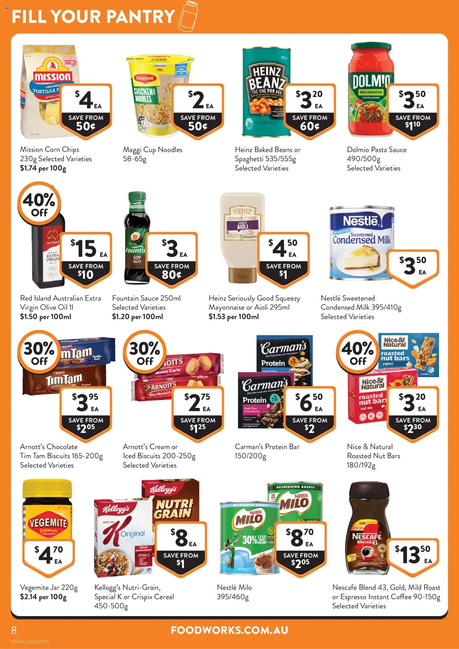 Foodworks catalogue - valid from 25.03.2026 | Page: 8 | Products: Pasta, Cream, Coat, Vegemite