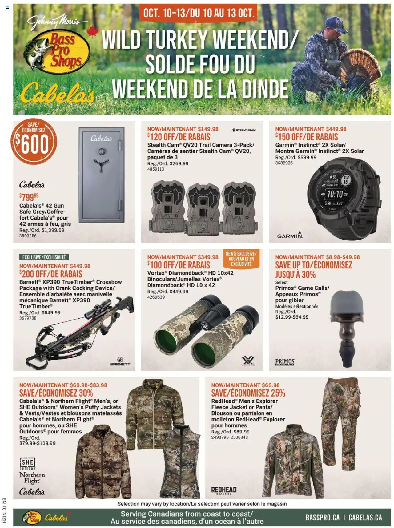 Cabelas flyer valid from 10.10.2025 | Page: 1 | Products: Camera, Turkey, Game, Jacket