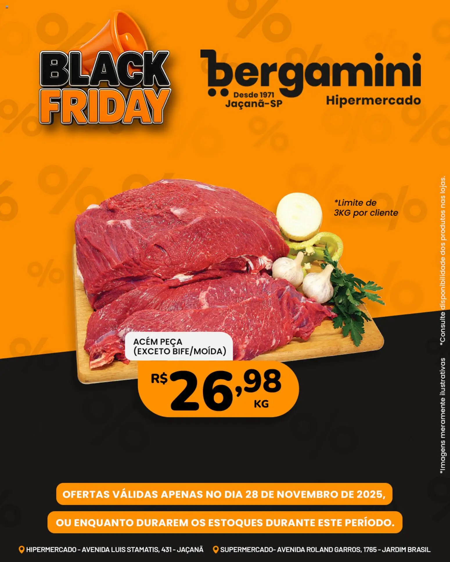 Supermercado Bergamini Folheto - válido de 28.11.2025 | Página: 1 | Produtos: Acém