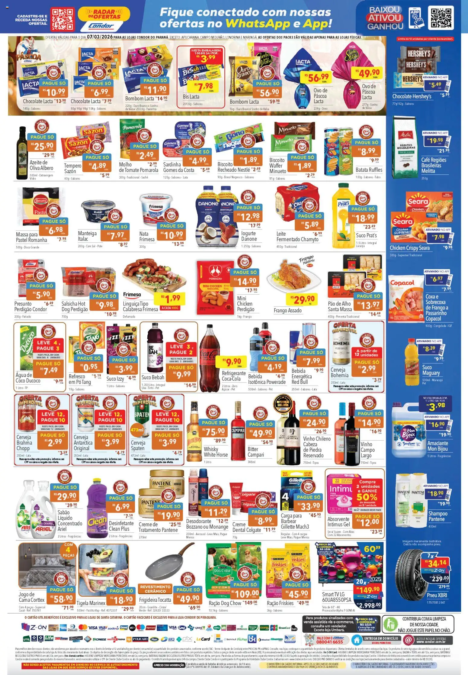 Supermercados Condor Folheto - válido de 07.03.2026 | Página: 2 | Produtos: Sabão, Whisky, Processador, Pao de alho