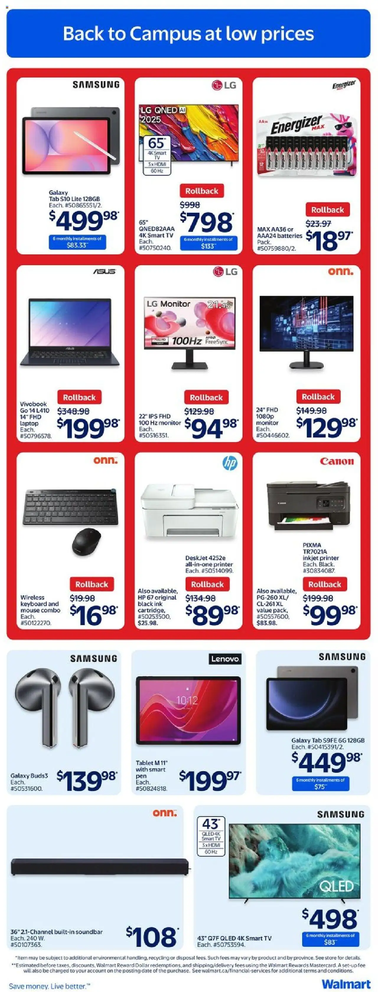 Walmart flyer valid from 11.09.2025 | Page: 18 | Products: Monitor, Printer, Keyboard, Tv