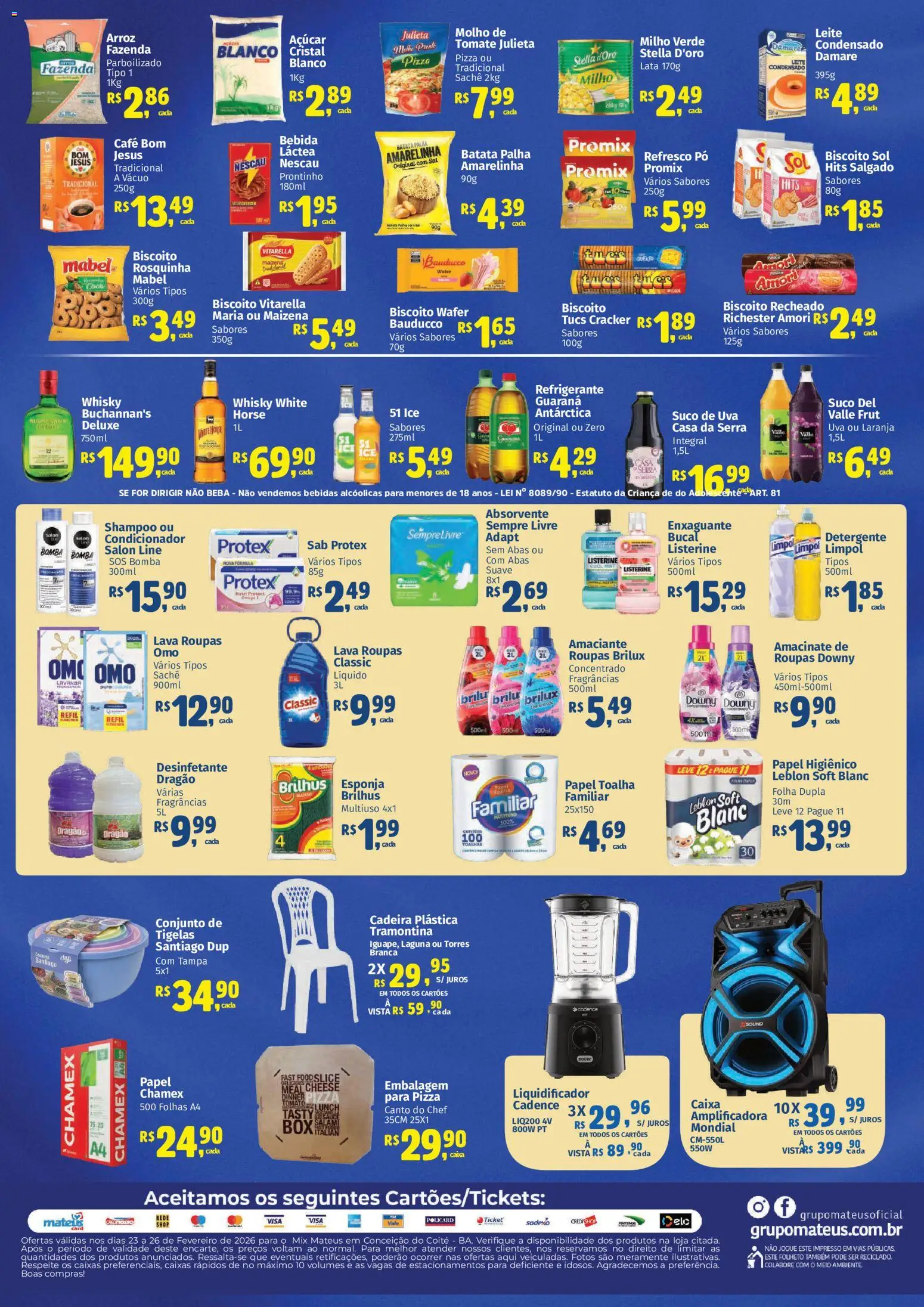 Mateus Folheto - válido de 23.02.2026 | Página: 2 | Produtos: Cará, Whisky, Milho verde, Liquidificador