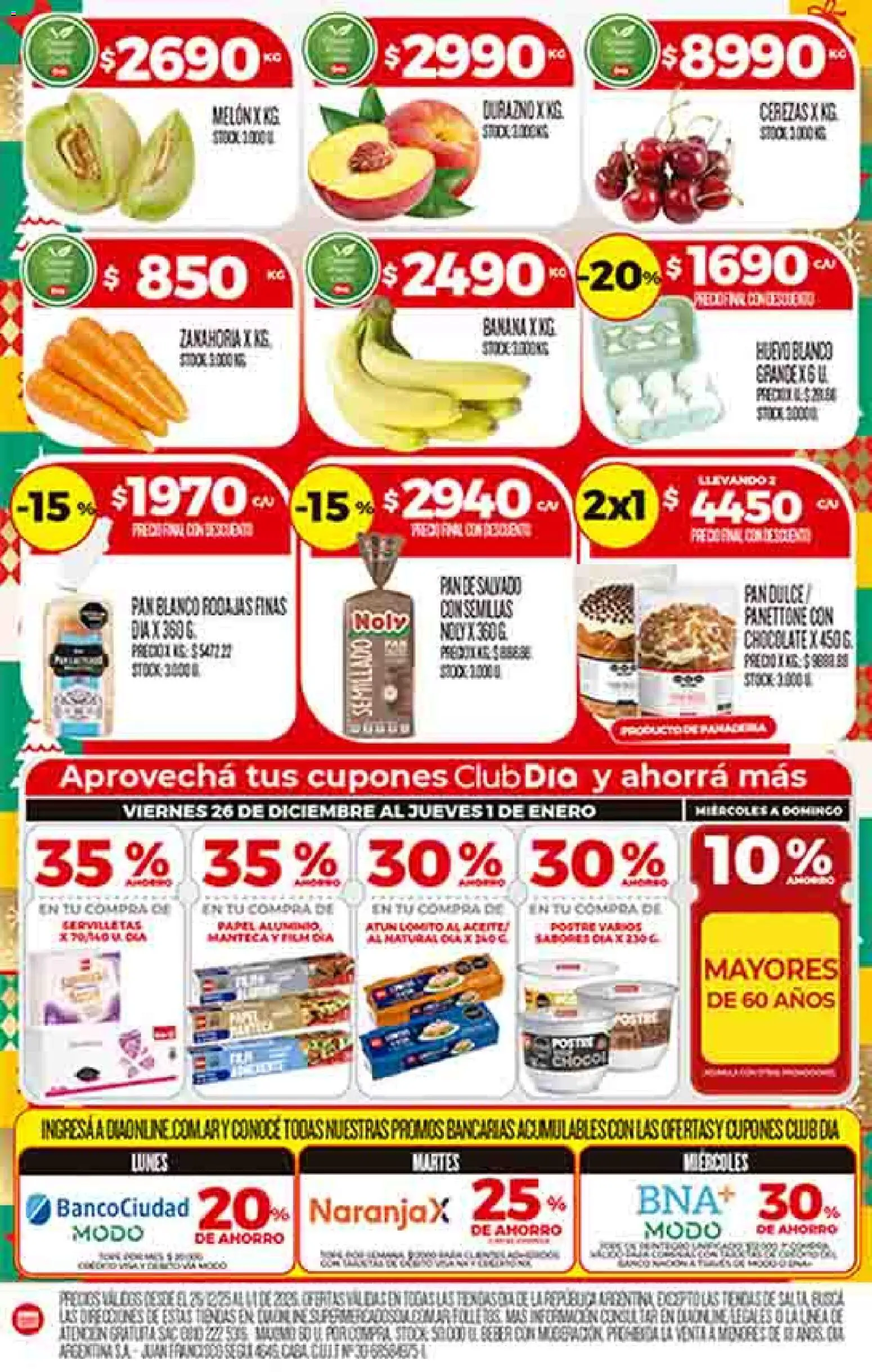 Dia - Ofertas │ válido desde el 26.12.2025 | Página: 8 | Productos: Durazno, Cerezas, Pan, Zanahoria