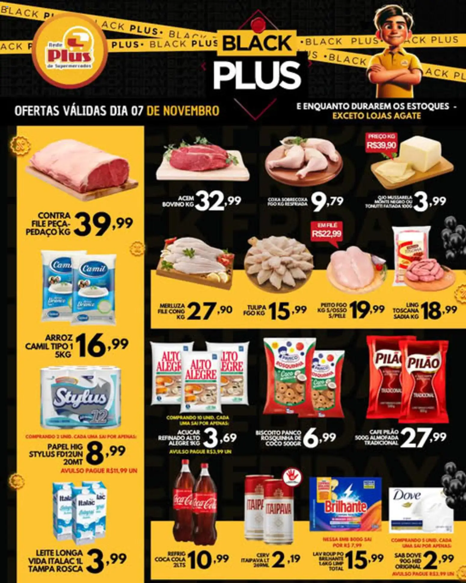 Rede Plus Supermercados Folheto - válido de 07.11.2025 | Página: 1 | Produtos: Almofada, Cola, Arroz, Açúcar