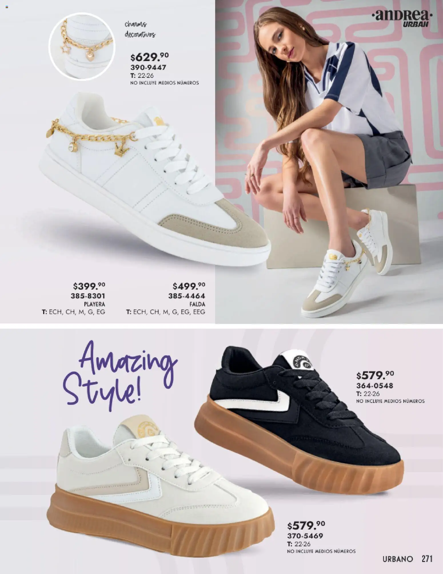 Nuevas ofertas de Andrea válidas en toda la República Mexicana desde el 25.01.2026. ¡Encuentra las mejores ofertas en Andrea catálogo Calzado Dama! | Página: 271 | Productos: Playera, Falda