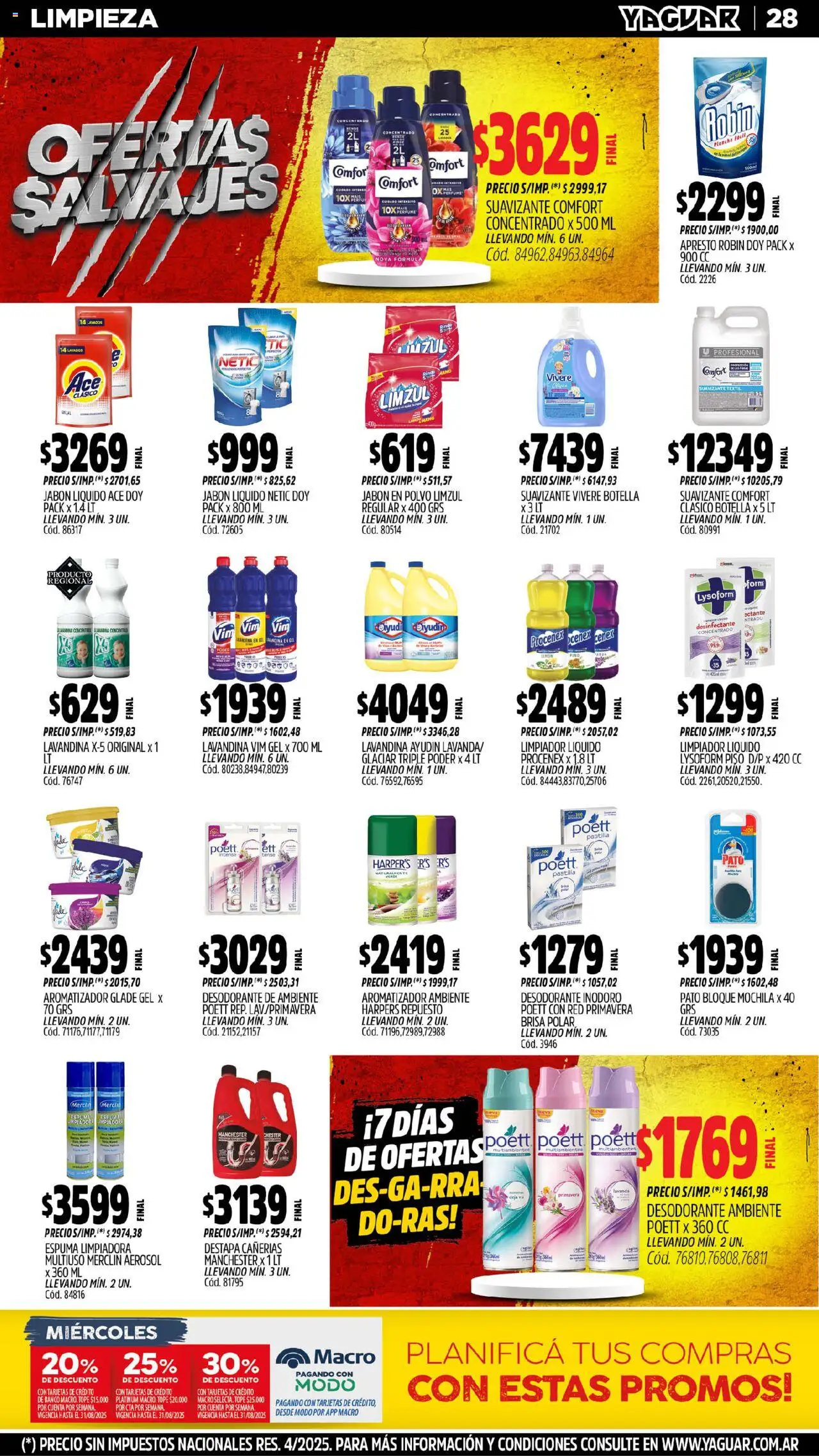 Yaguar - Salta │ válido desde el 04.08.2025 | Página: 28 | Productos: Desodorante de ambiente, Lavandina, Desodorante, Mochila