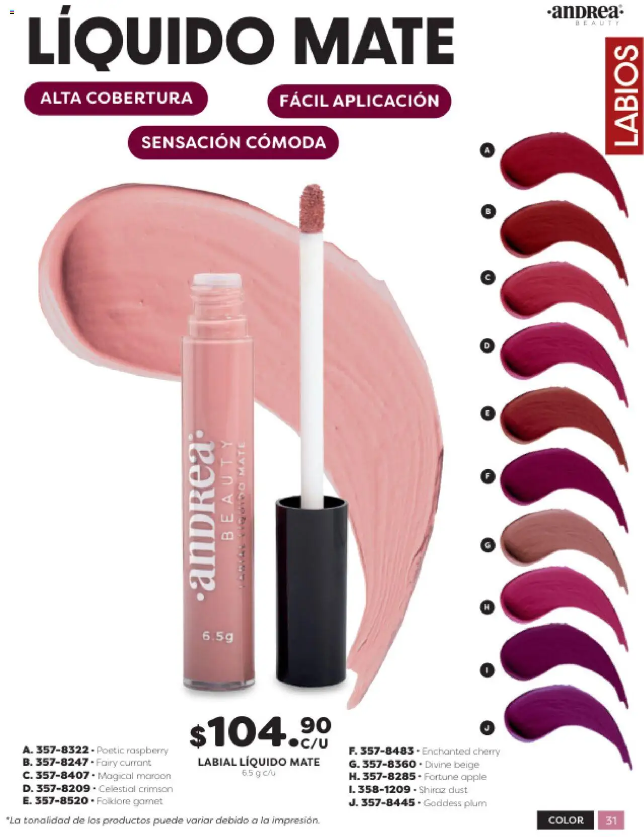 Nuevas ofertas de Andrea válidas en toda la República Mexicana desde el 24.08.2025. ¡Encuentra las mejores ofertas en Andrea - Catálogo Beauty Campaña 5! | Página: 31 | Productos: Mate