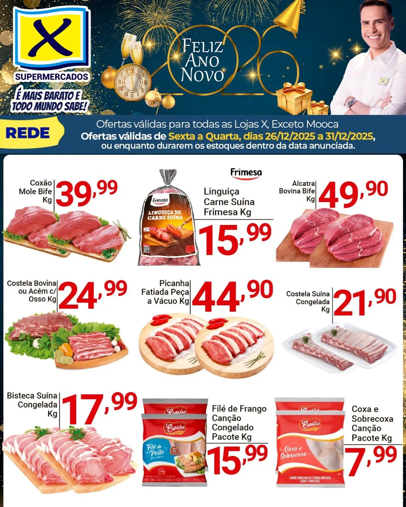 X Supermercados Folheto - válido de 26.12.2025 | Página: 4 | Produtos: Acém, Filé de frango, Carne, Frango