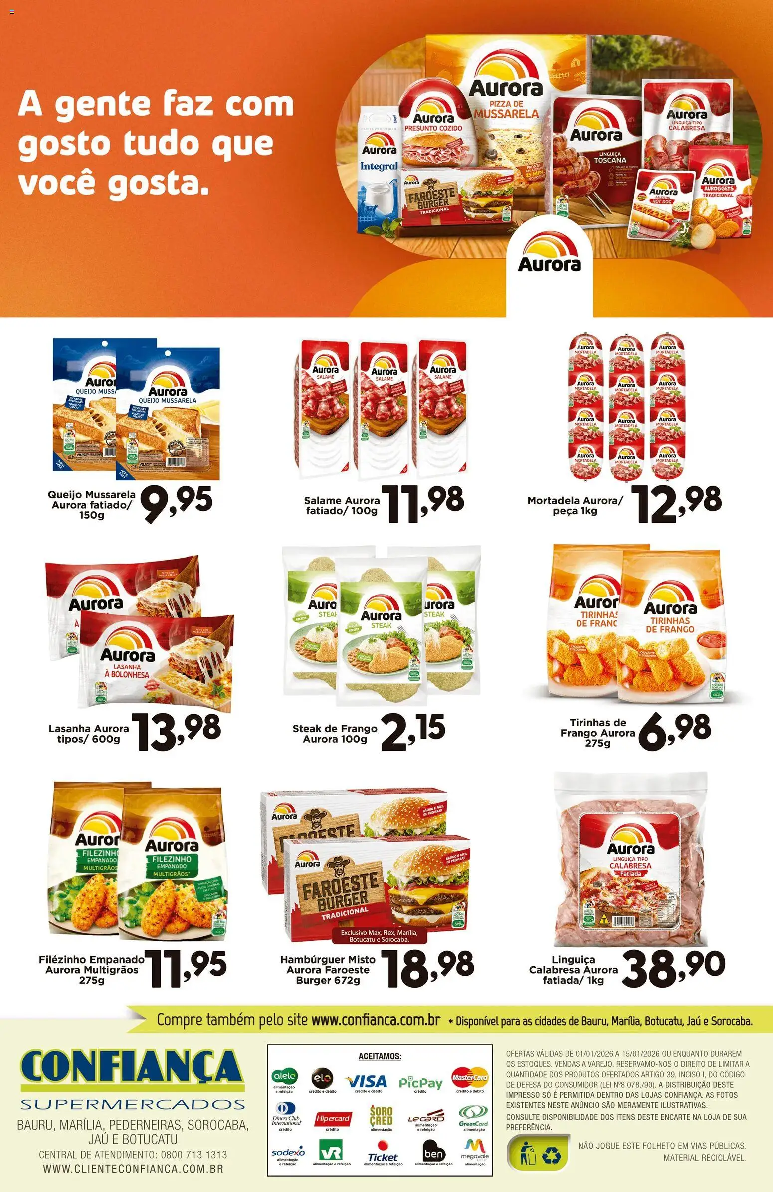 Confiança Folheto - válido de 01.01.2026 | Página: 2 | Produtos: Forno, Salsicha, Presunto, Hambúrguer