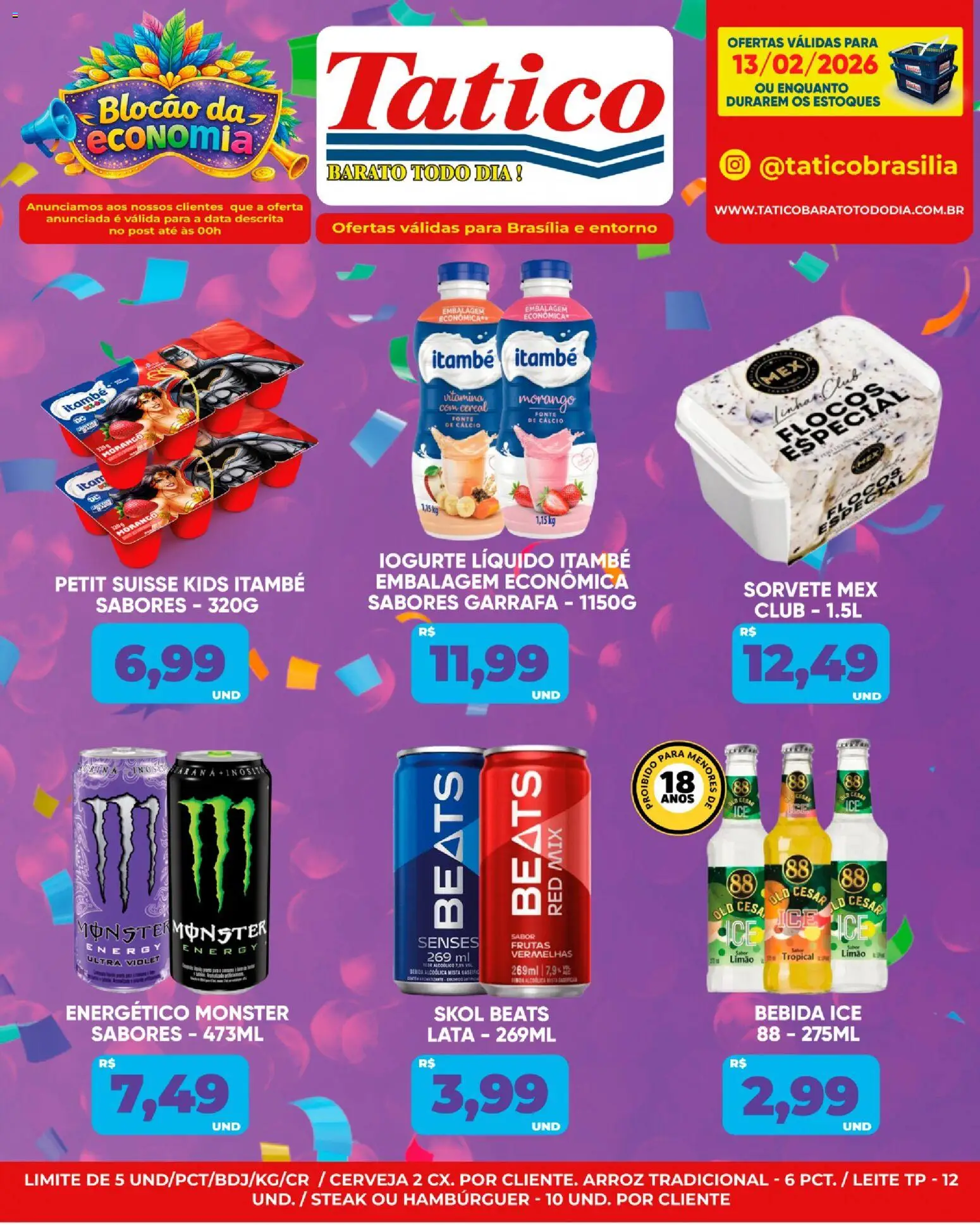 Tatico Folheto - válido de 13.02.2026 | Página: 9 | Produtos: Leite, Cálcio, Flocos, Bebida