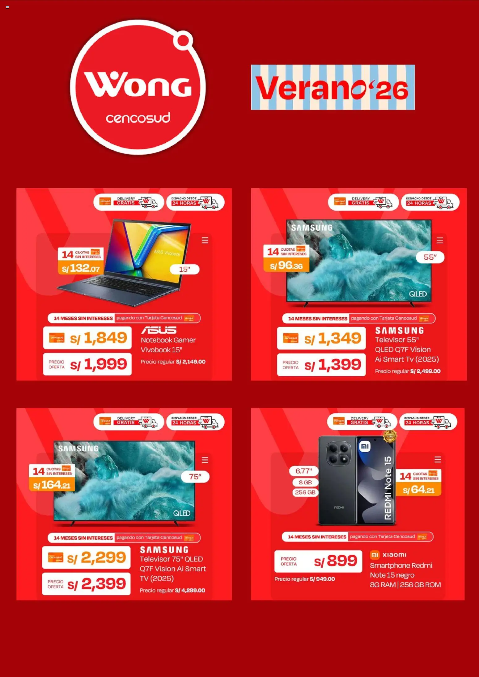 Catálogo Wong válido desde 30.03.2026 | Página: 4 | Productos: Smartphone, Notebook, Televisor