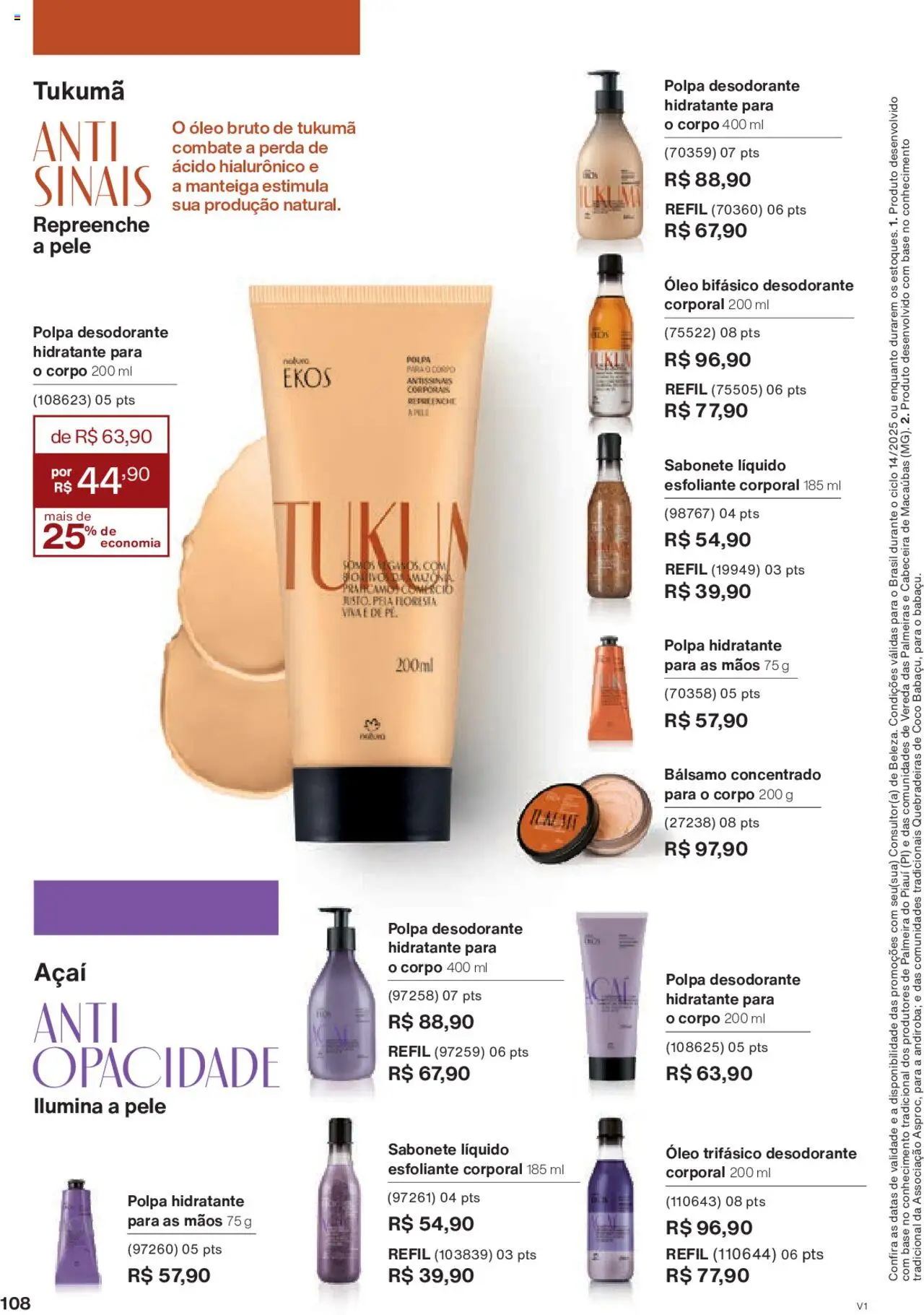 Natura Folheto - válido de 18.08.2025 | Página: 108 | Produtos: Coco, Óleo, Sabonete líquido, Açaí