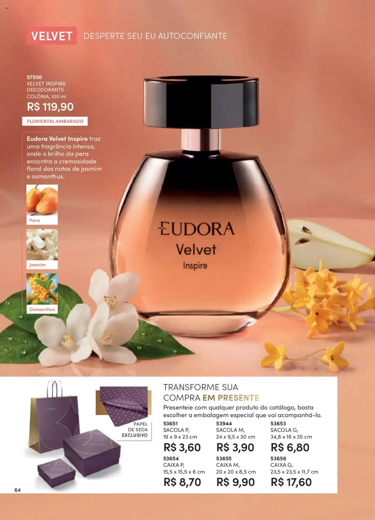 Eudora Folheto - válido de 08.09.2025 | Página: 64 | Produtos: Pera, Fragrância, Desodorante, Caixa