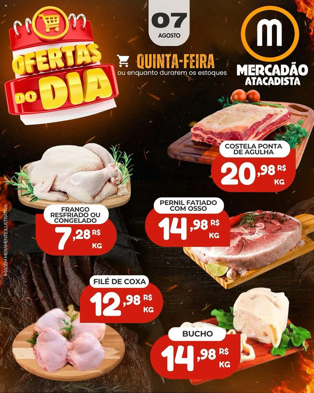 Mercadão Atacadista Folheto - válido de 07.08.2025 | Página: 1 | Produtos: Pernil, Frango