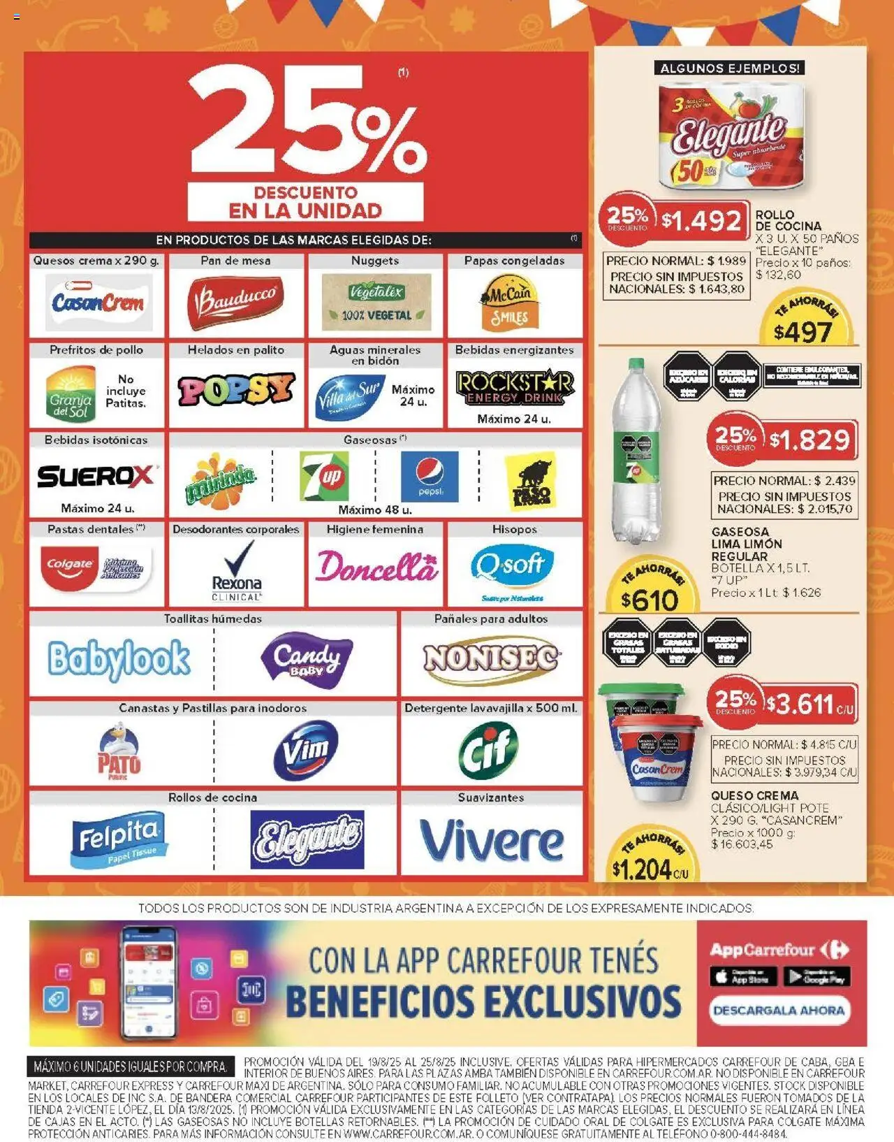 Carrefour ofertas │ válido desde el 19.08.2025 | Página: 8 | Productos: Pollo, Gaseosa, Té, Pañales