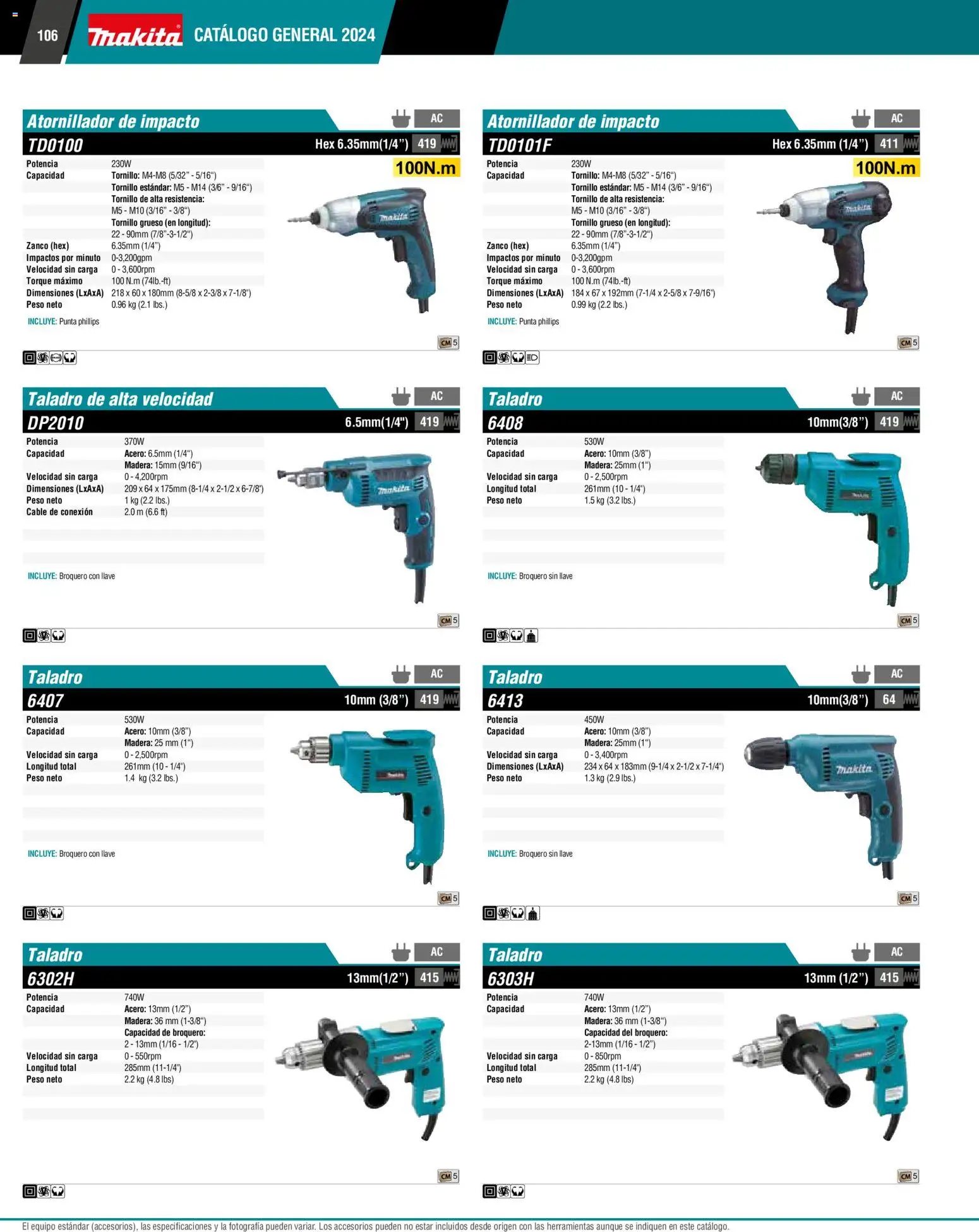 Nuevas ofertas de Makita válidas en toda la República Mexicana desde el 01.01.2024. ¡Encuentra las mejores ofertas en Makita catálogo General! | Página: 106 | Productos: Tornillo, Taladro, Cable, Llave