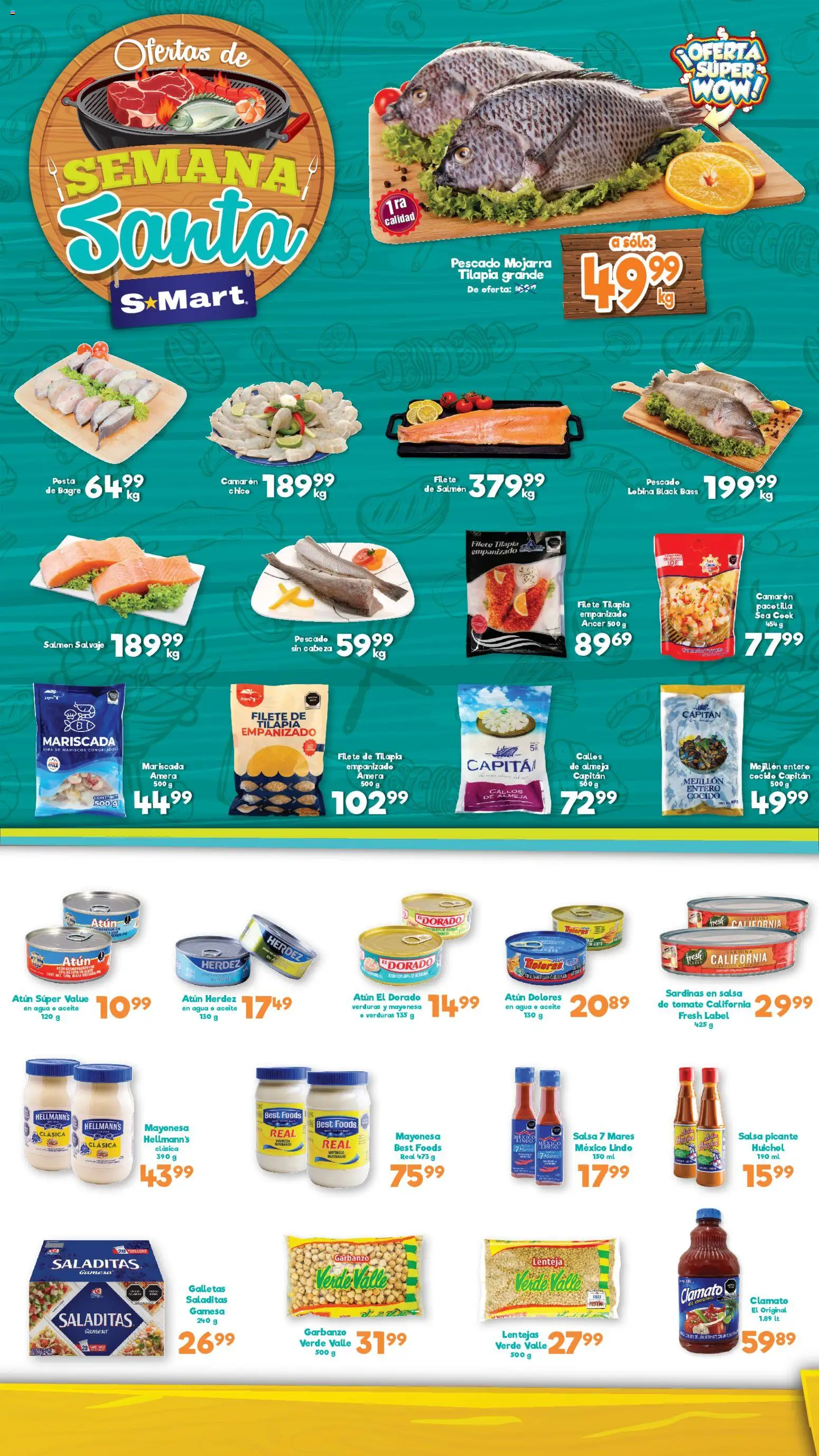Nuevas ofertas de S-Mart válidas en toda la República Mexicana desde el 31.03.2026. ¡Encuentra las mejores ofertas en S-Mart folleto Ofertas de feria Monterrey! | Página: 1 | Productos: Lentejas, Atún, Tomate, Galletas