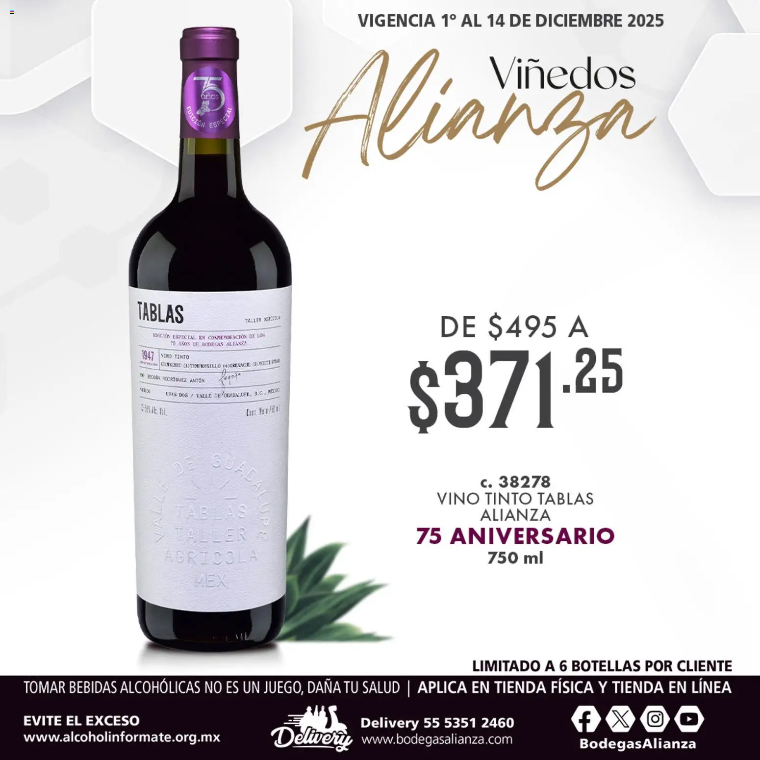 Nuevas ofertas de Bodegas Alianza válidas en toda la República Mexicana desde el 01.12.2025. ¡Encuentra las mejores ofertas en Bodegas Alianza catálogo Viñedos ! | Página: 1 | Productos: Vino