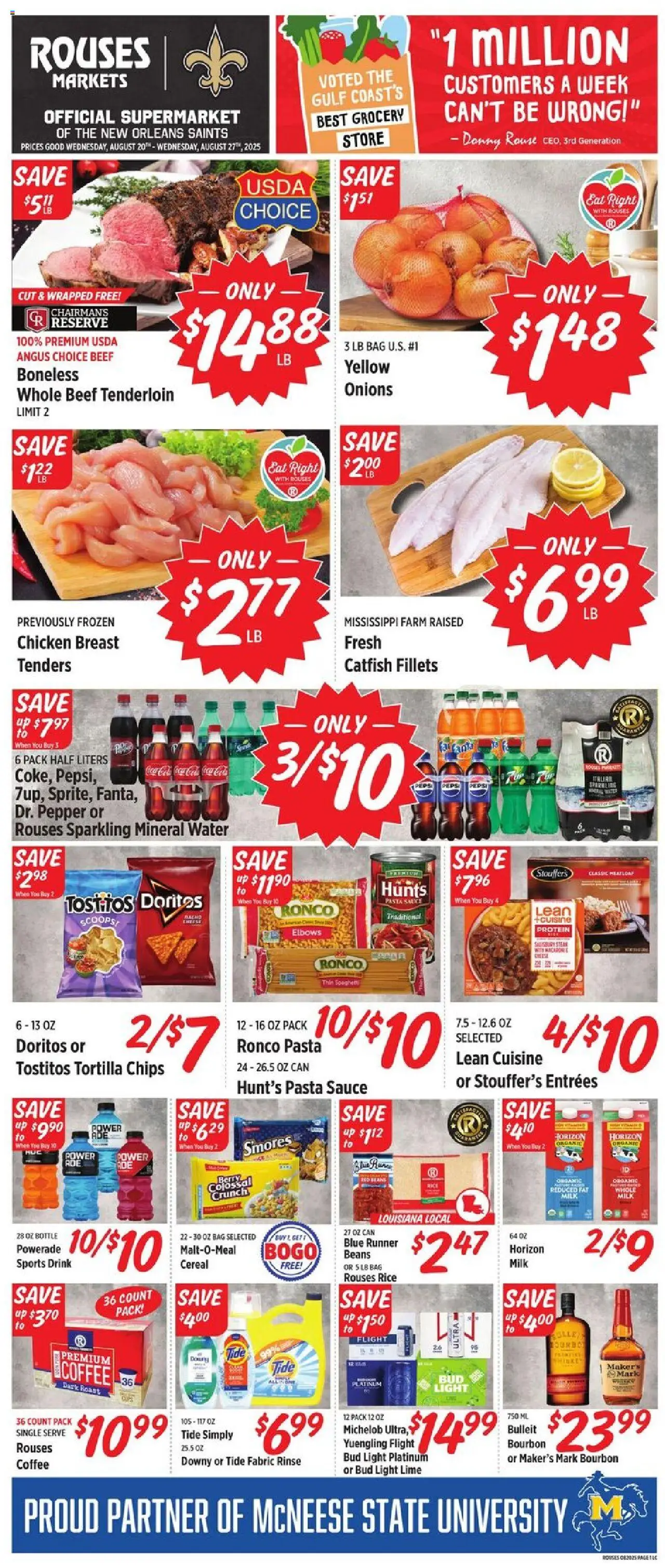Rouses Weekly Ad - LA - valid from 20.08.2025 | Page: 2 | Products: Coffee, Beef, Bourbon, Sauce