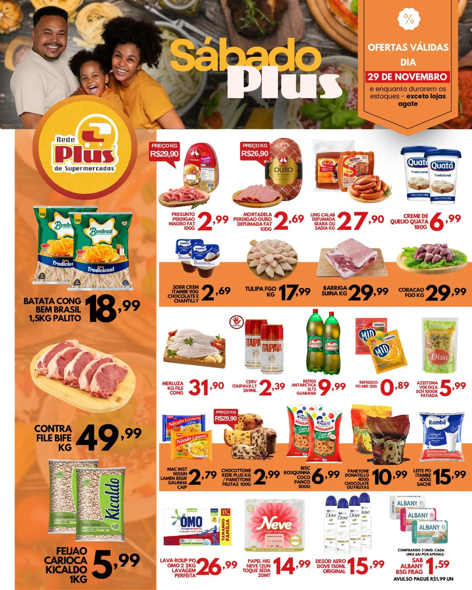 Rede Plus Supermercados Folheto - válido de 28.11.2025 | Página: 2 | Produtos: Feijão, Presunto, Creme, Rosquinha