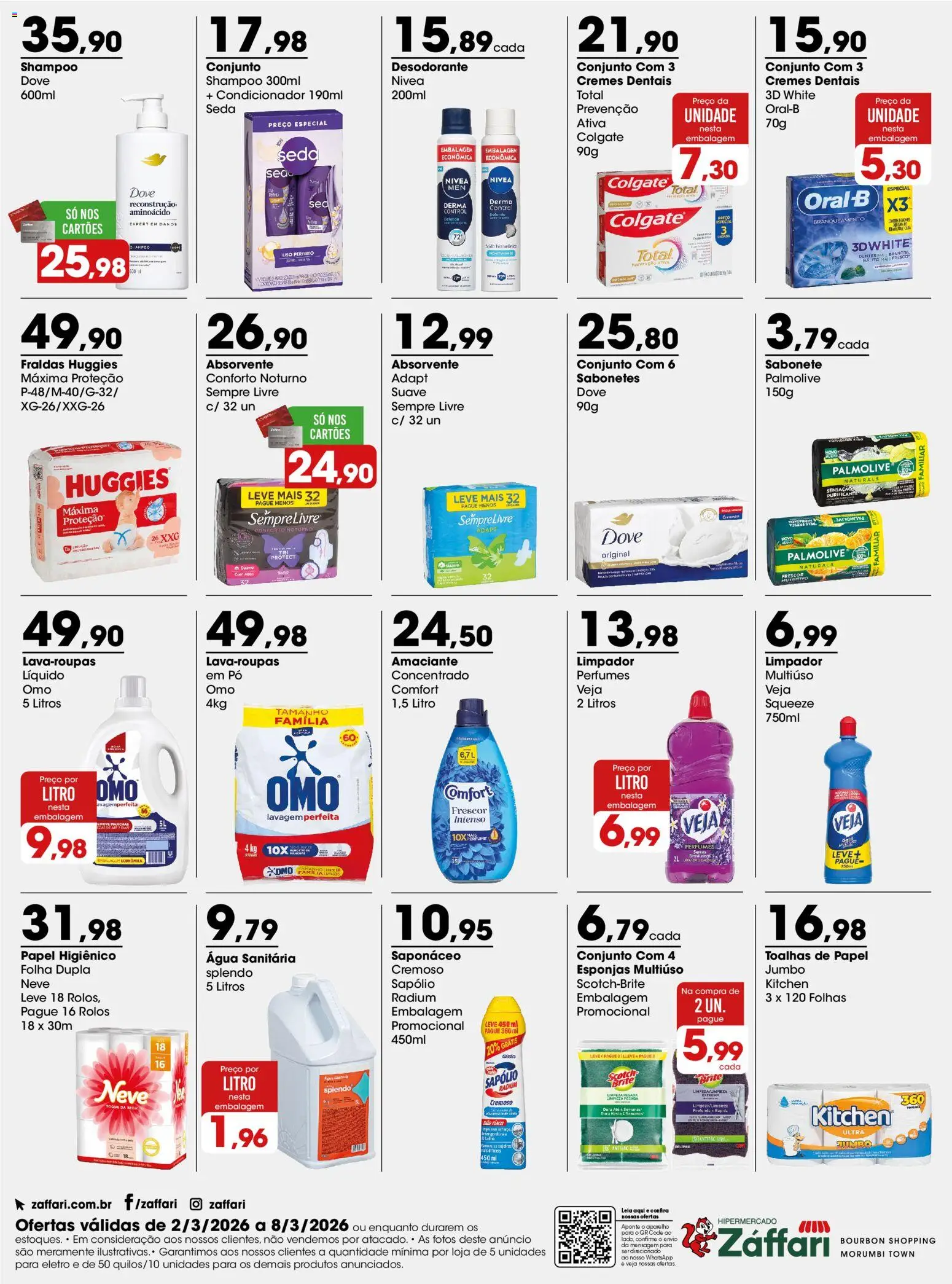 Zaffari Folheto - válido de 02.03.2026 | Página: 4 | Produtos: Fraldas, Sempre Livre, Absorvente, Papel higiênico