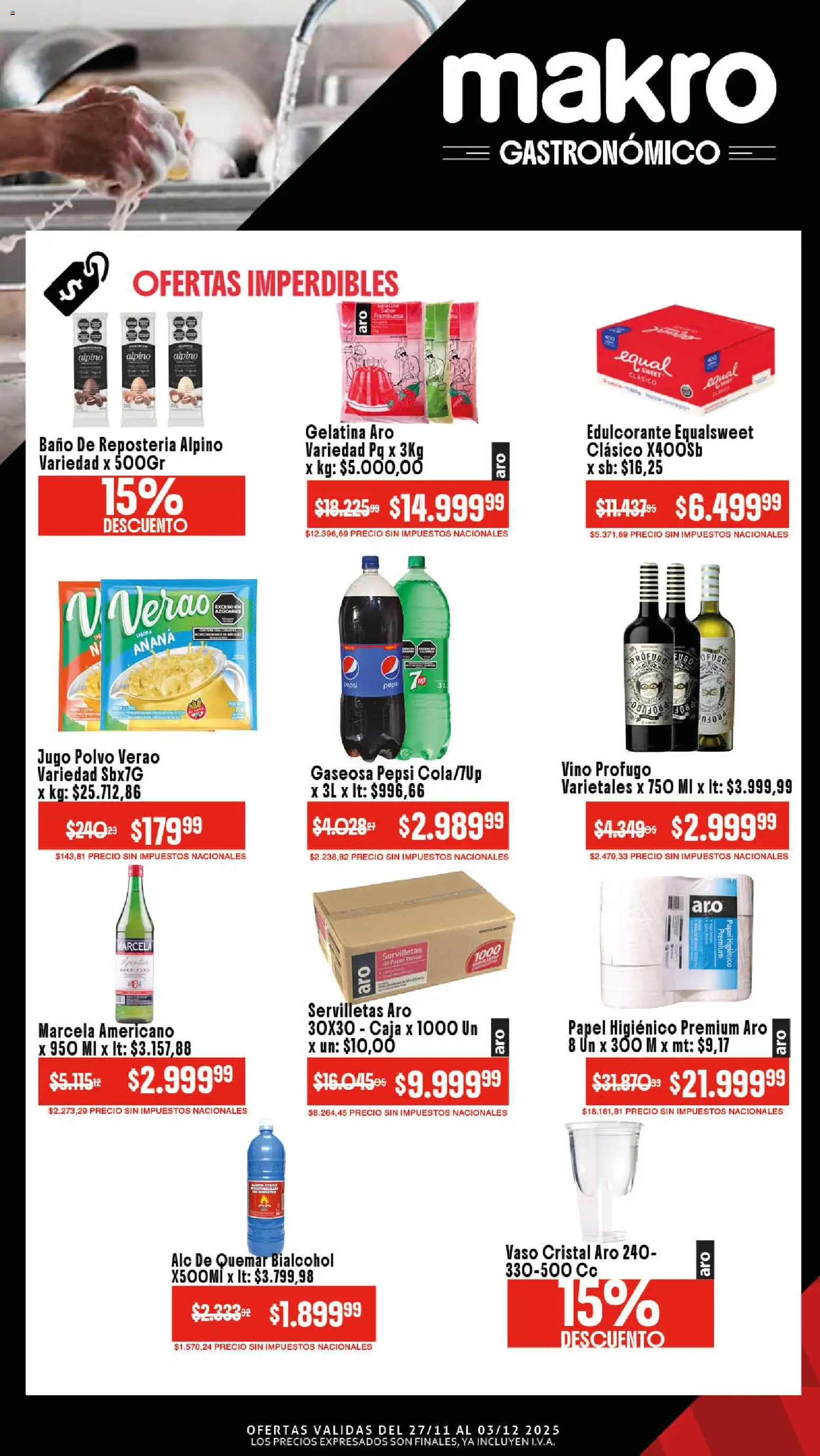Makro ofertas │ válido desde el 27.11.2025 | Página: 4 | Productos: Papel higiénico, Caja, Polvo, Gaseosa