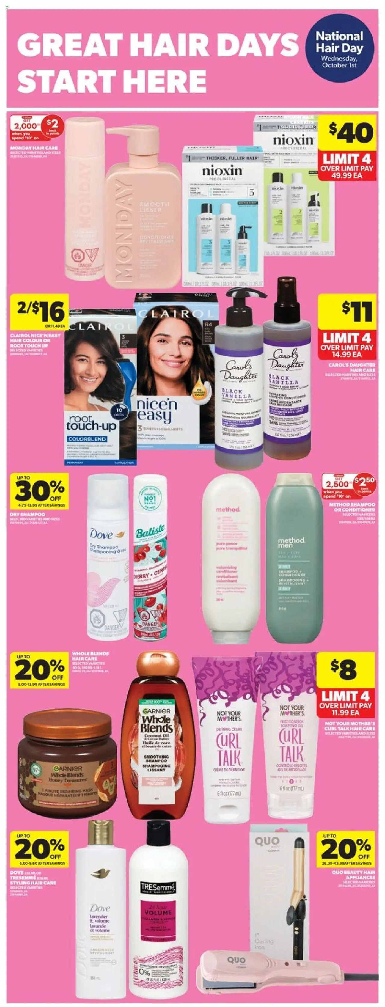 Real Canadian Superstore flyer valid from 25.09.2025 | Page: 38 | Products: Iron, Curling iron, Shampoo, Conditioner