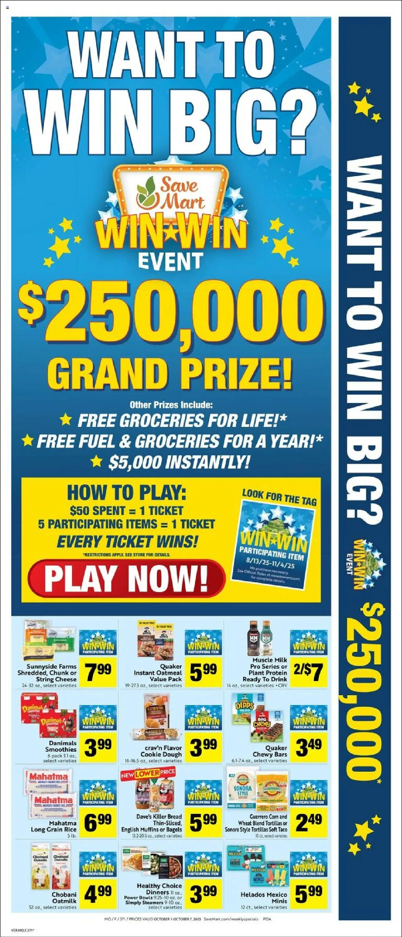 Save Mart Weekly Ad - valid from 01.10.2025 | Page: 3 | Products: Milk, Cheese, Bread, Rice
