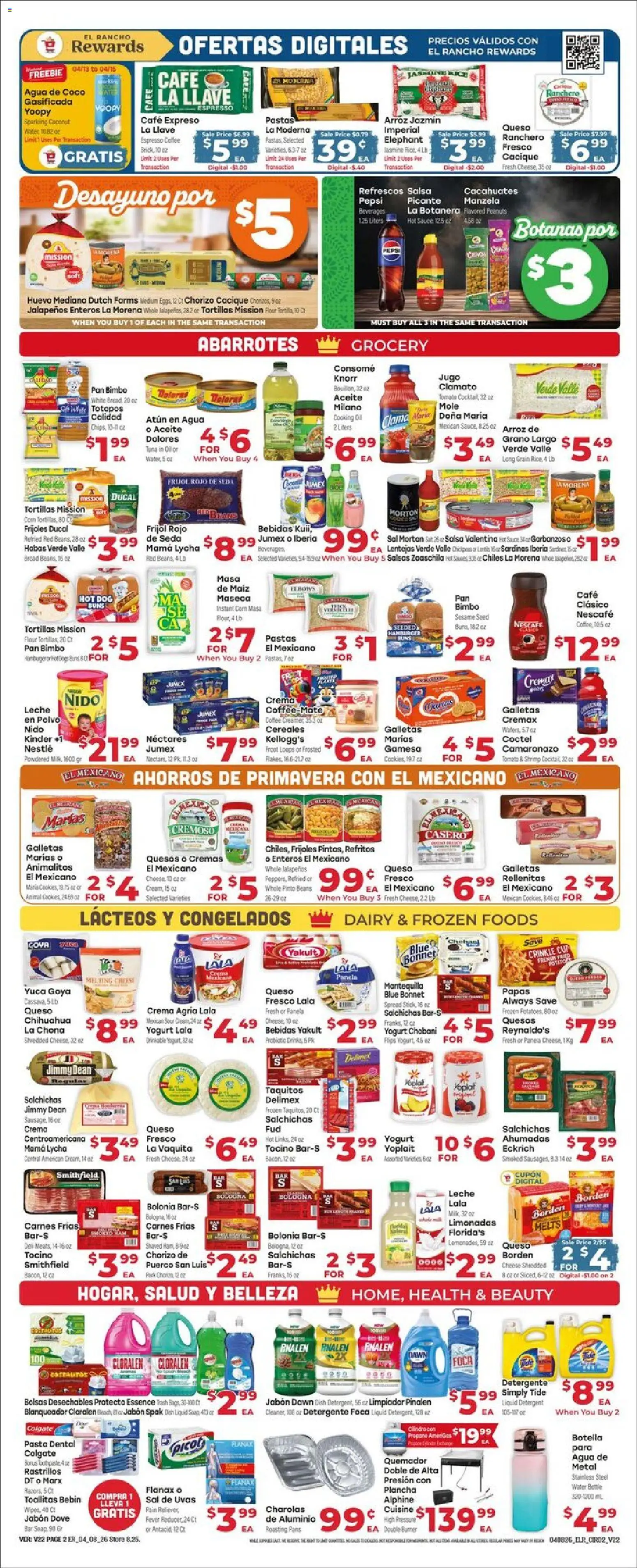 El Rancho Weekly Ad - valid from 08.04.2026 | Page: 2 | Products: Pan, Cheese, Yogurt, Water