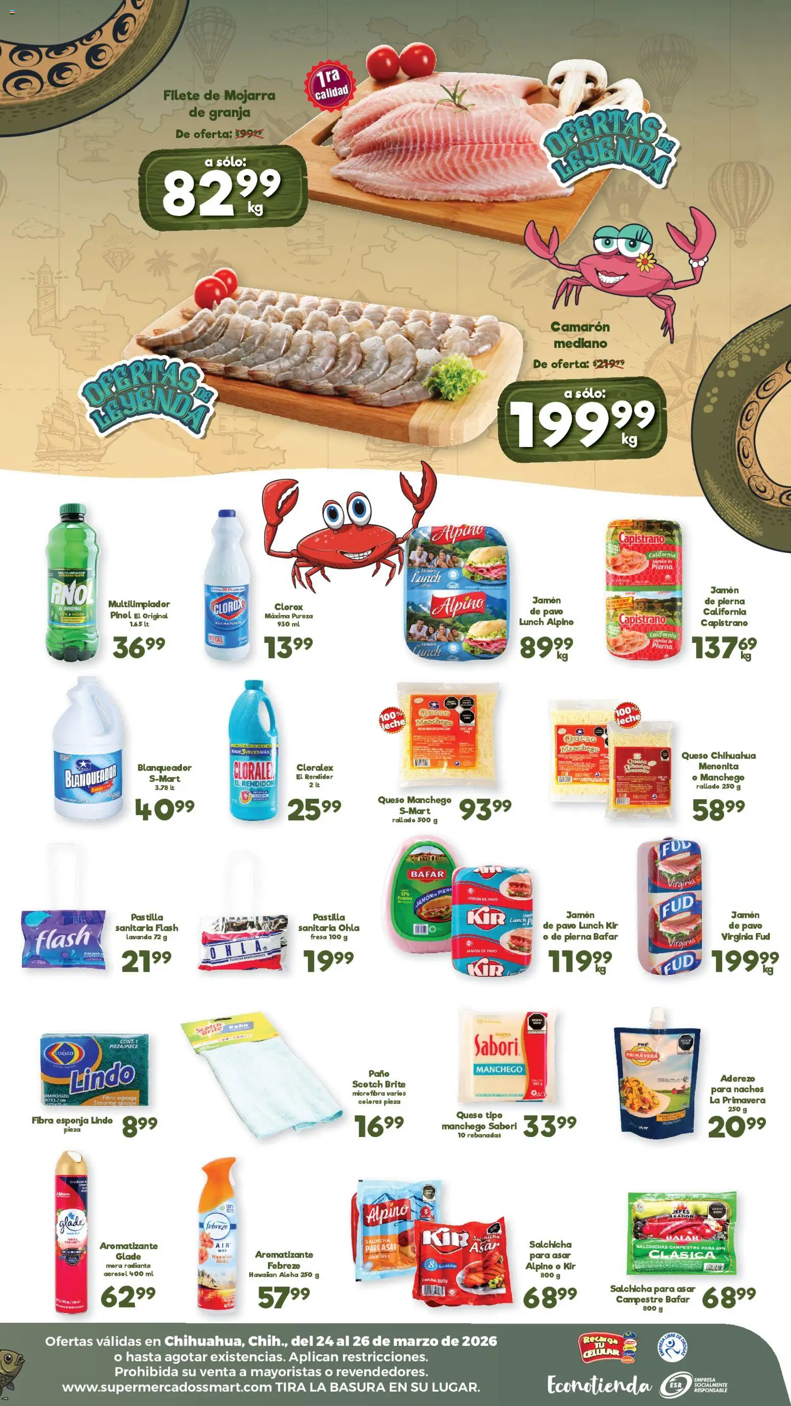 Nuevas ofertas de S-Mart válidas en toda la República Mexicana desde el 24.03.2026. ¡Encuentra las mejores ofertas en S-Mart folleto Ofertas de feria Chihuahua! | Página: 2 | Productos: Aderezo, Salchicha, Jamón, Tablet