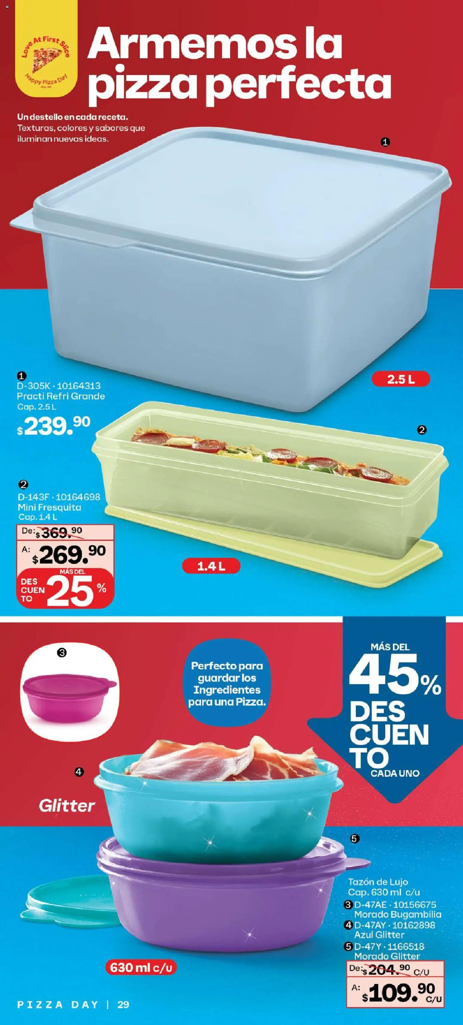 Nuevas ofertas de Tupperware válidas en toda la República Mexicana desde el 26.01.2026. ¡Encuentra las mejores ofertas en Tupperware catálogo! | Página: 29 | Productos: Glitter, Pizza