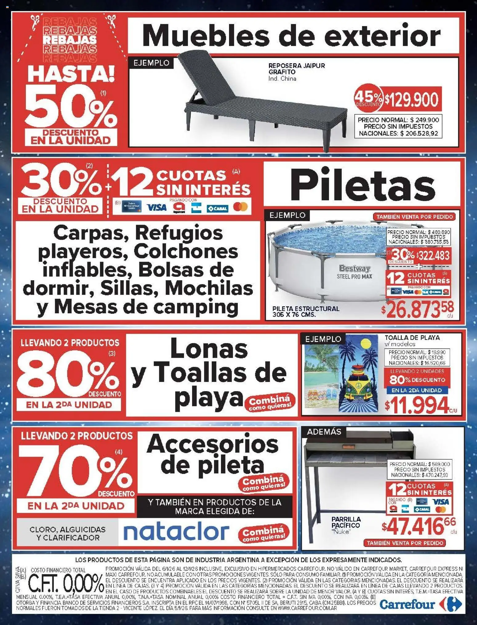 Carrefour ofertas │ válido desde el 06.01.2026 | Página: 25 | Productos: Reposera, Caso, Banco, Toallas