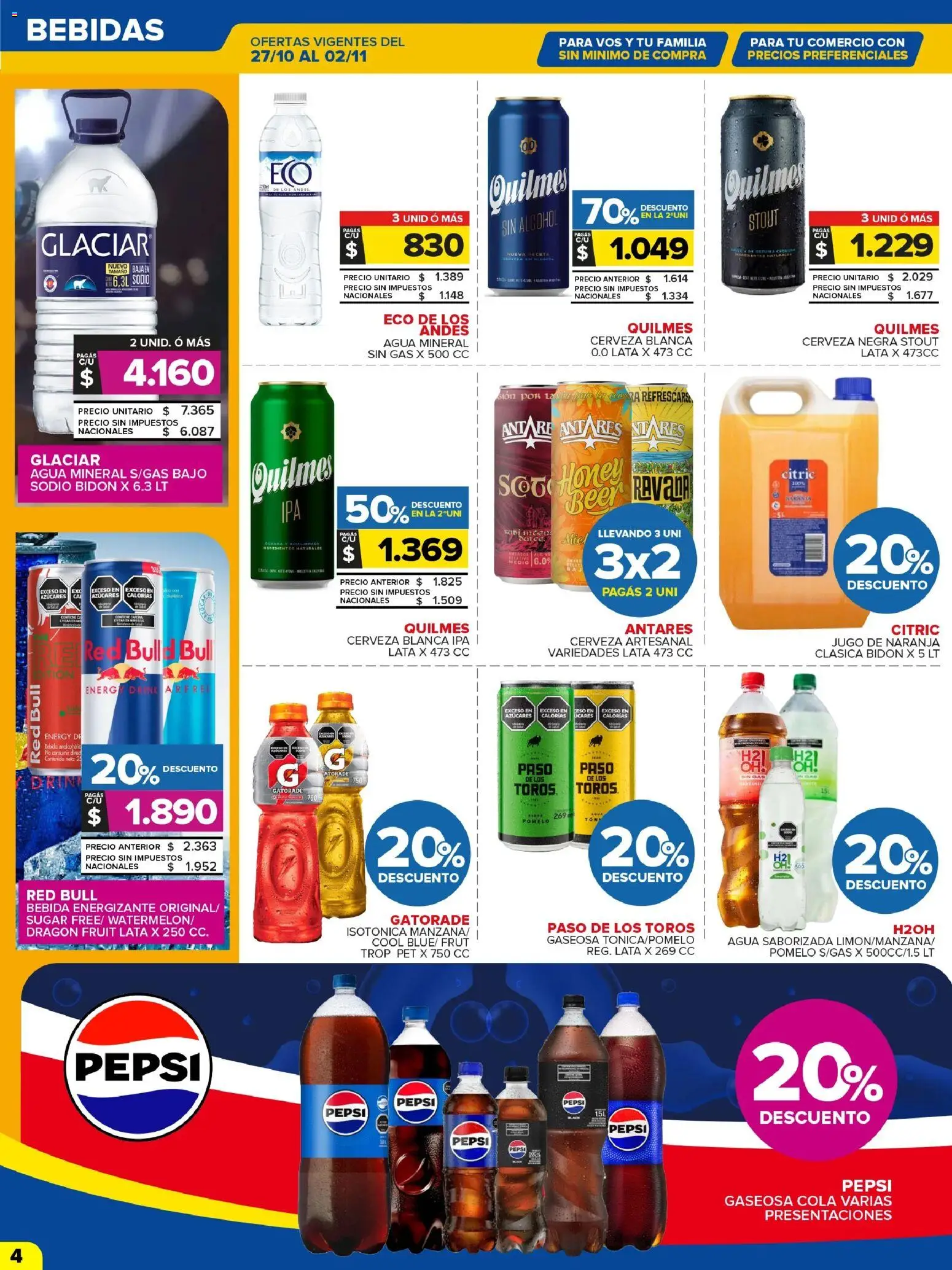 Carrefour Maxi catálogo │ válido desde el 27.10.2025 | Página: 4 | Productos: Agua, Pomelo, Jugo, Agua saborizada