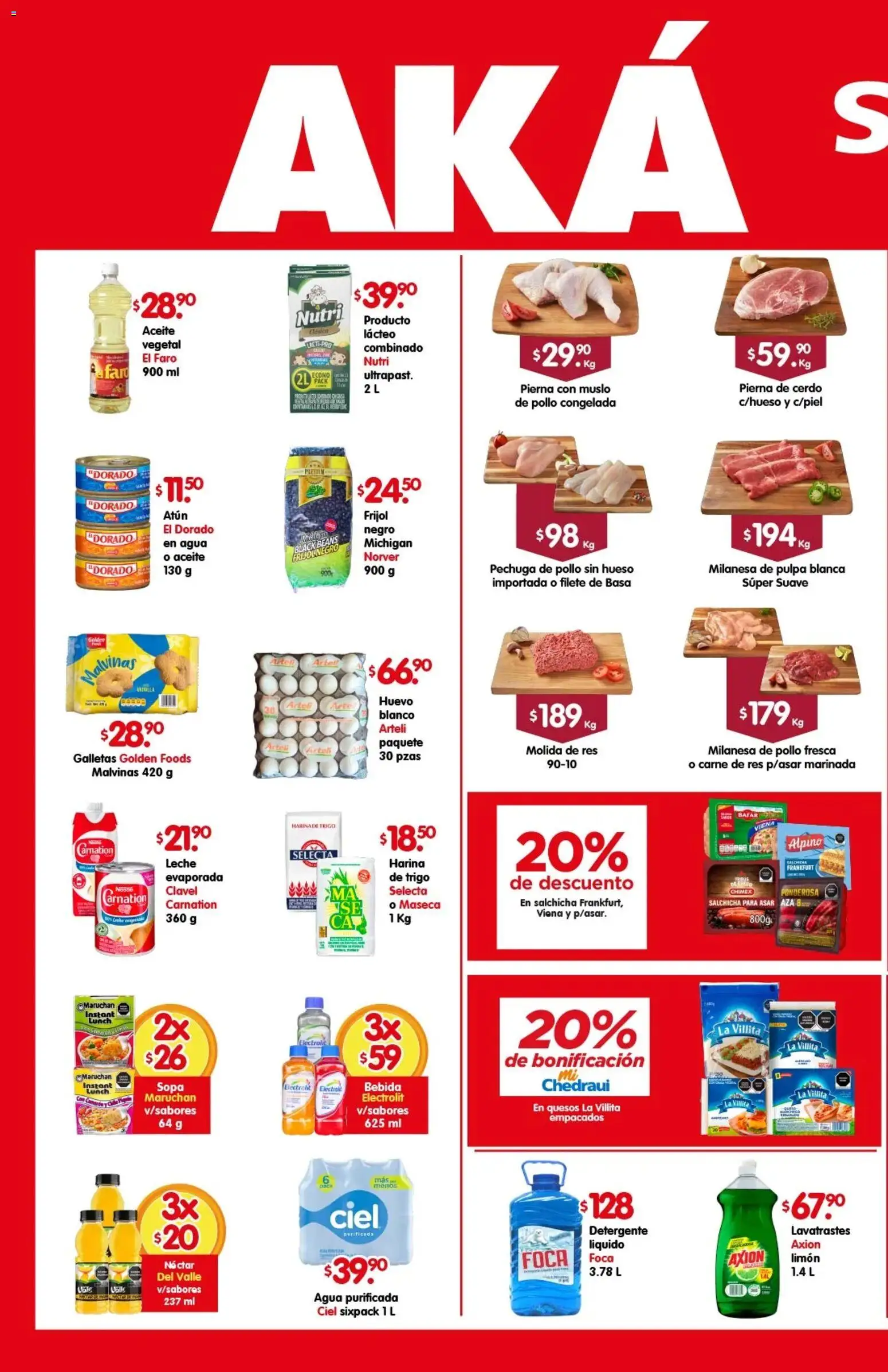 Nuevas ofertas de Arteli válidas en toda la República Mexicana desde el 24.02.2026. ¡Encuentra las mejores ofertas en Arteli folleto Aká Super Bodega ! | Página: 1 | Productos: Detergente, Salchicha, Leche, Res
