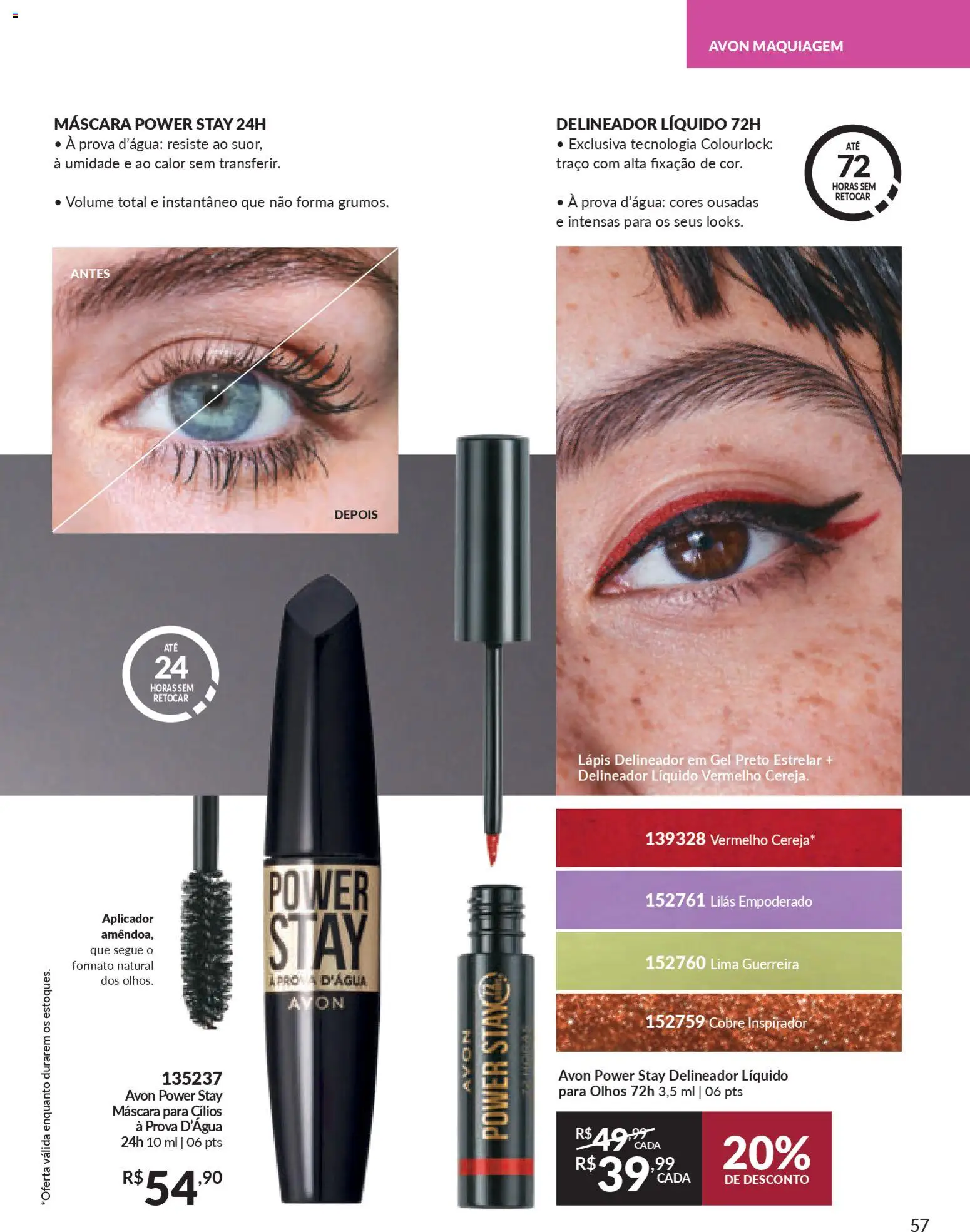 Avon Folheto - válido de 21.11.2025 | Página: 57 | Produtos: Cereja, Maquiagem, Máscara para cílios, Lápis