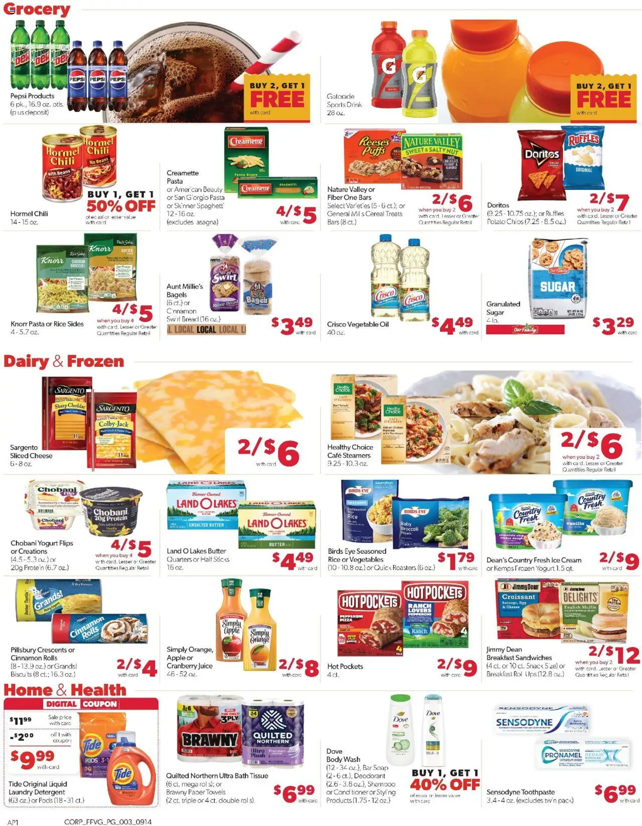 Family Fare Weekly Ad - valid from 14.09.2025 | Page: 3 | Products: Butter, Bread, Soap, Sugar