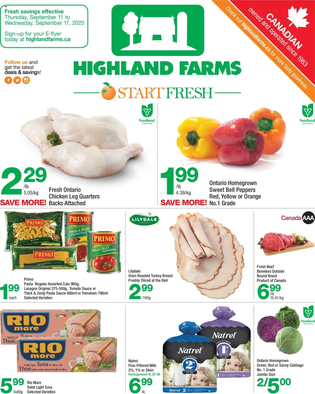 Highland Farms flyer valid from 11.09.2025 | Page: 1 | Products: Beef, Oven, Milk, Chicken