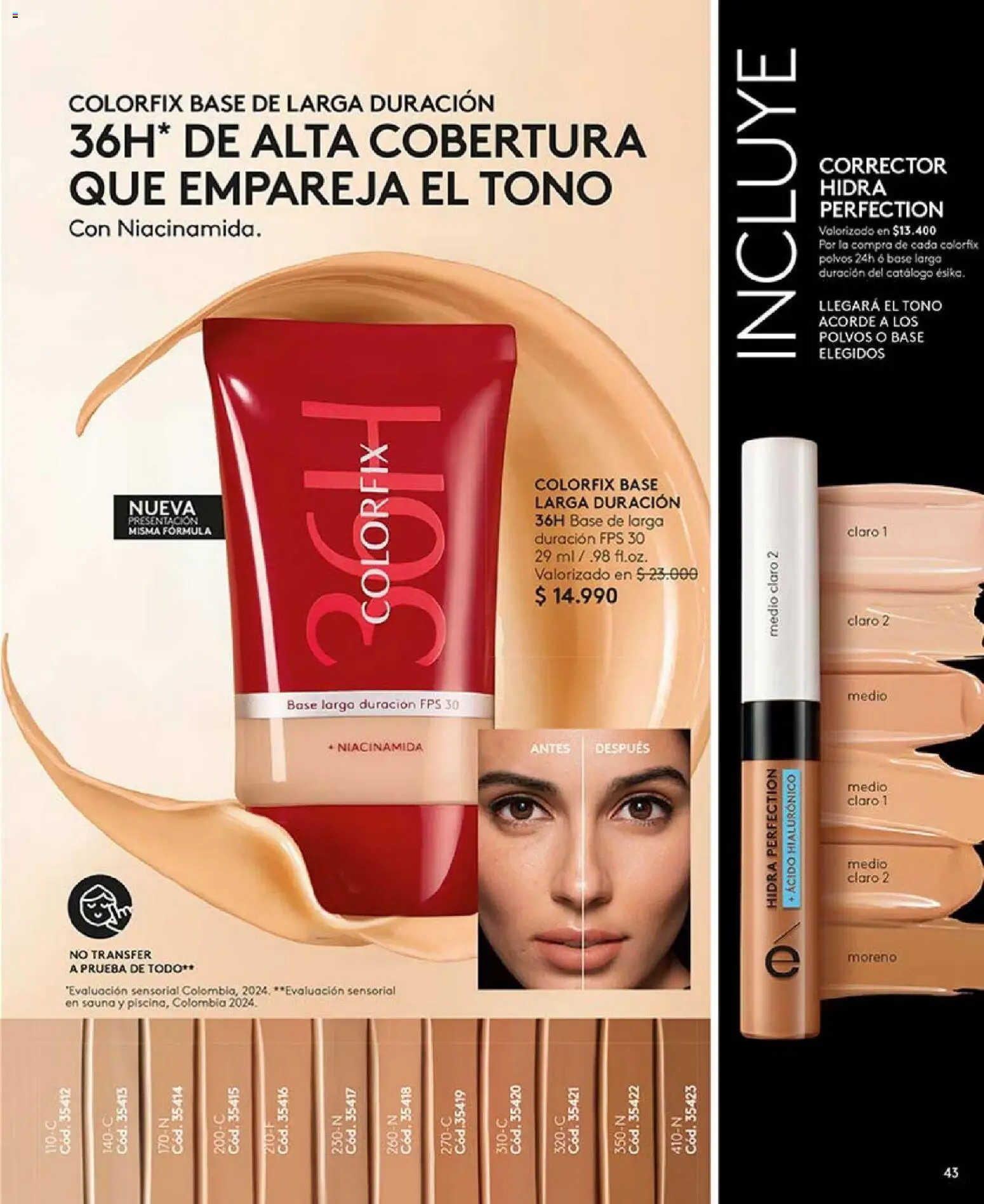 Catálogo Ésika Campaña 2 │ válido desde el 15.01.2026 | Página: 43 | Productos: Corrector, Base
