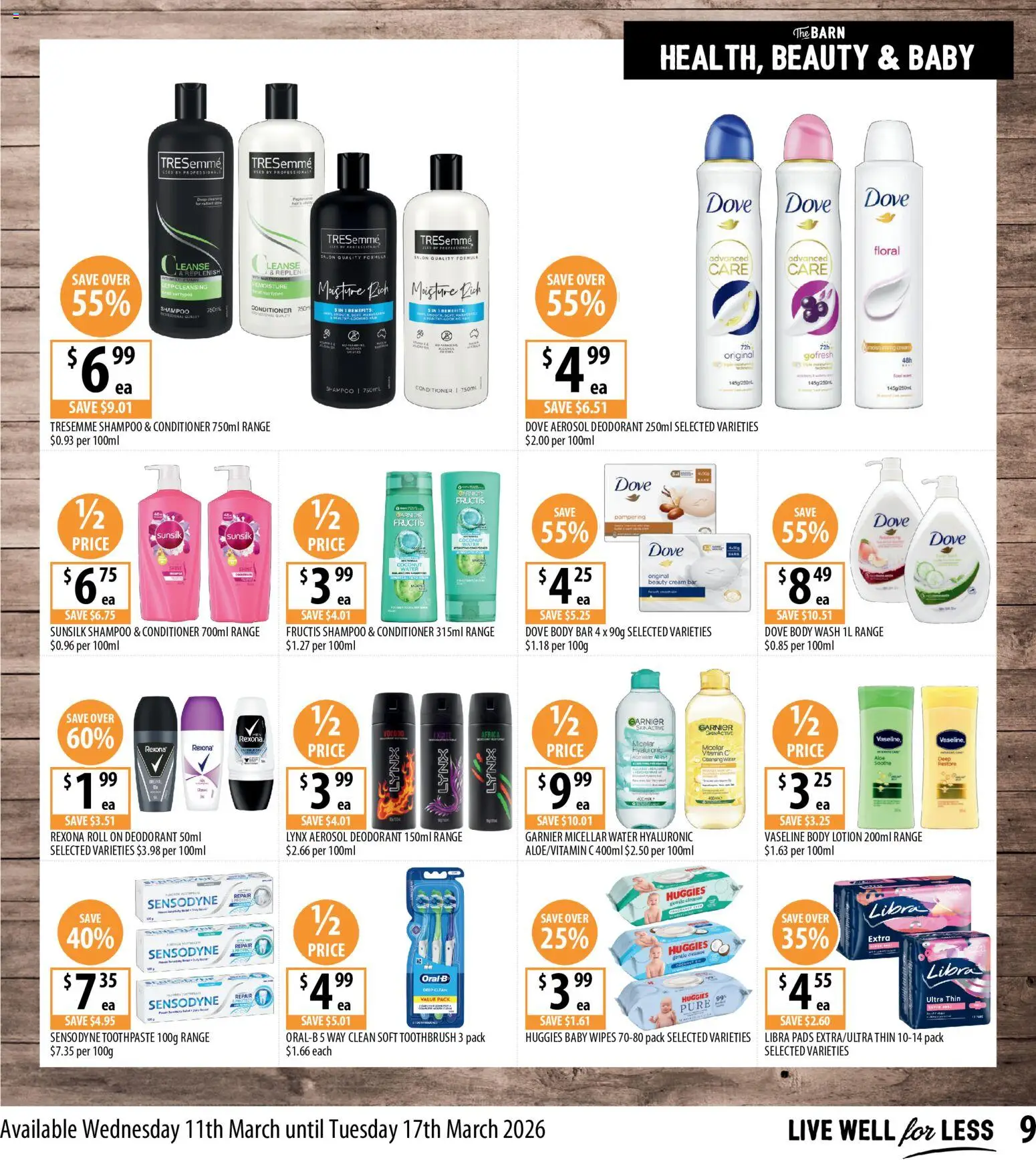 Supabarn catalogue - valid from 11.03.2026 | Page: 9 | Products: Shampoo, Micellar water, Cream, Body lotion