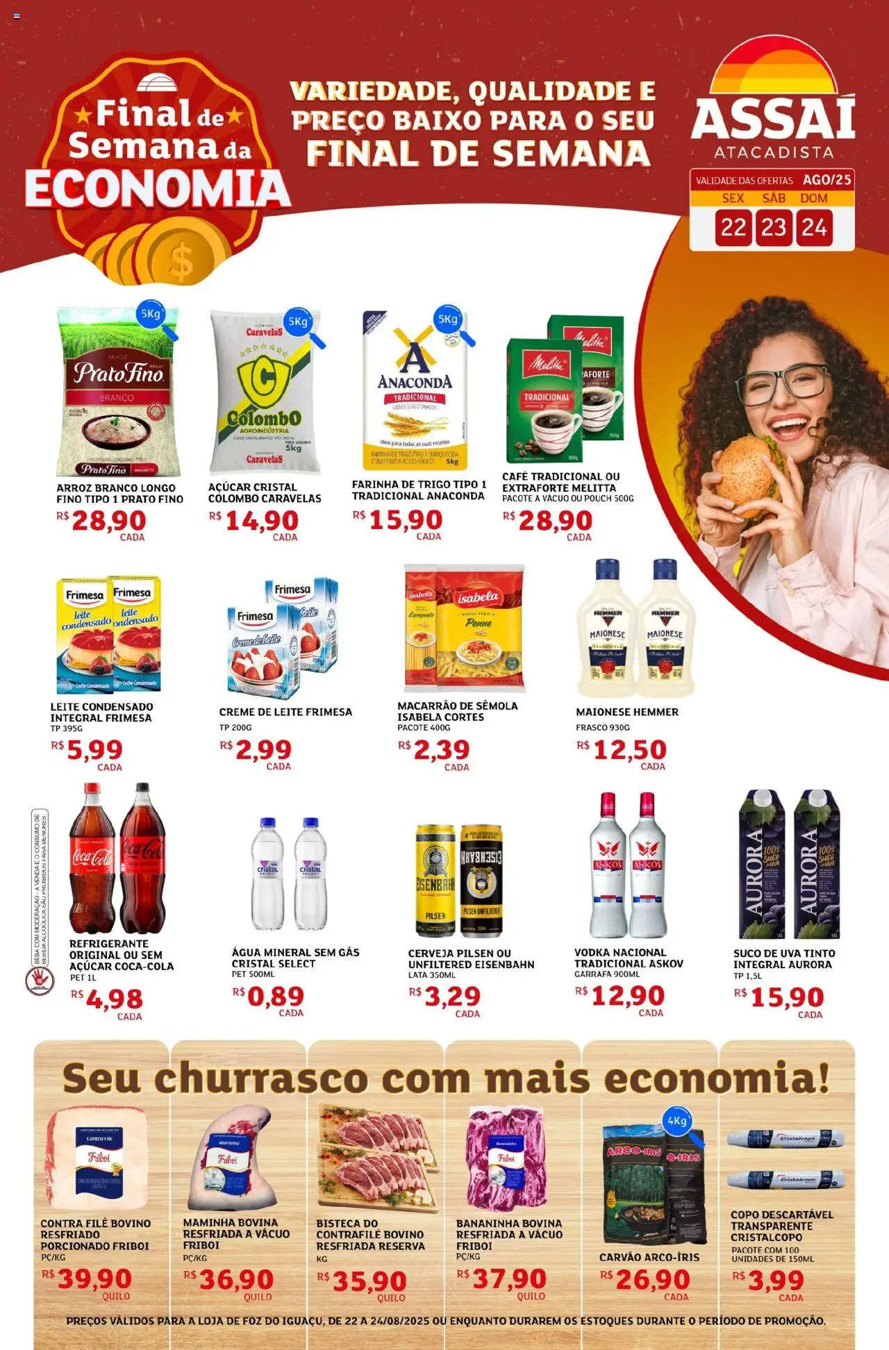 Assaí Atacadista Folheto - válido de 22.08.2025 | Página: 1 | Produtos: Maminha, Suco, Açúcar, Maionese